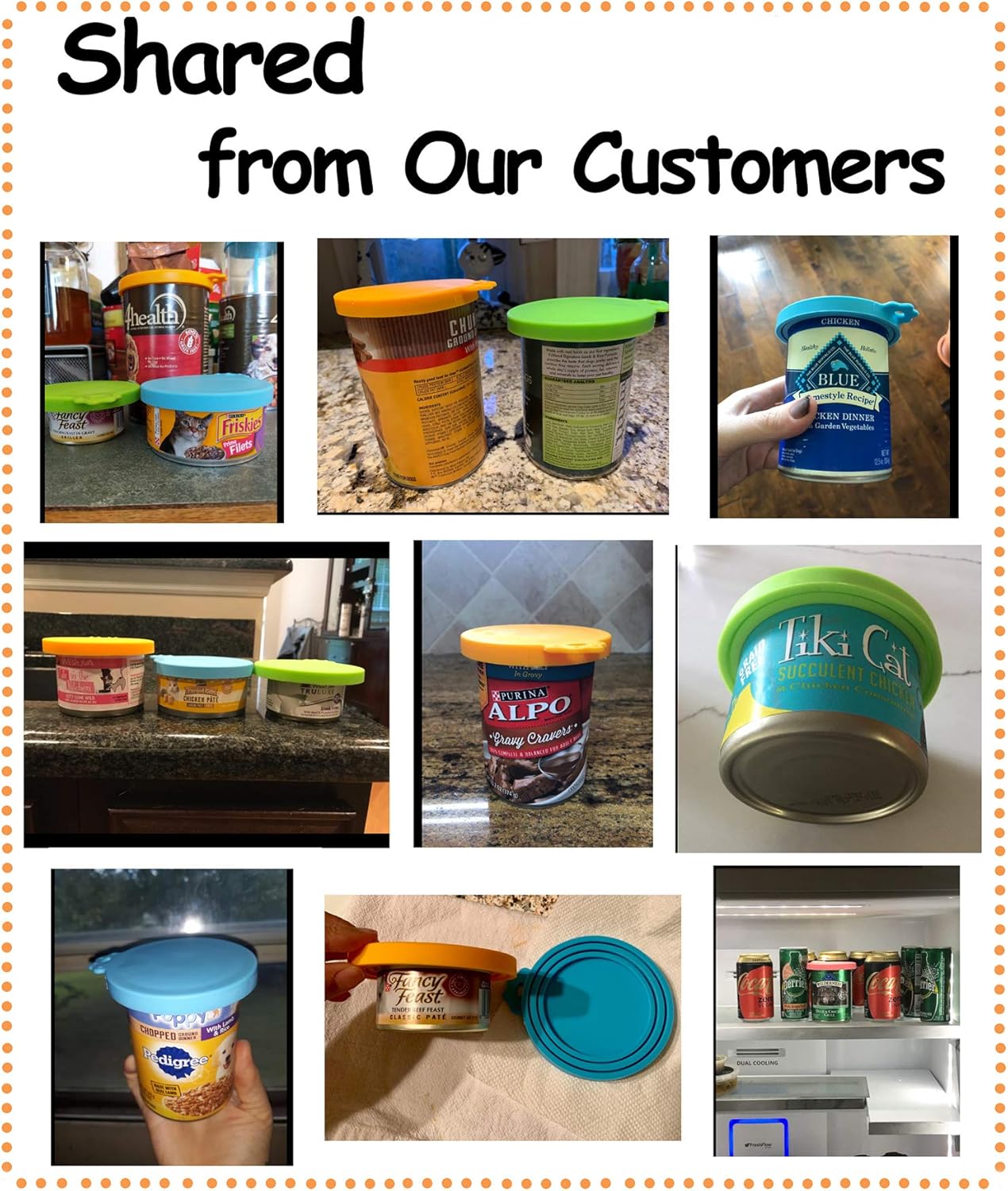 Comtim Pet Food Can Cover Silicone Can Lids for Dog and Cat Food(Universal Size,One fit 3 Standard Size Food Cans),Multi-Colored