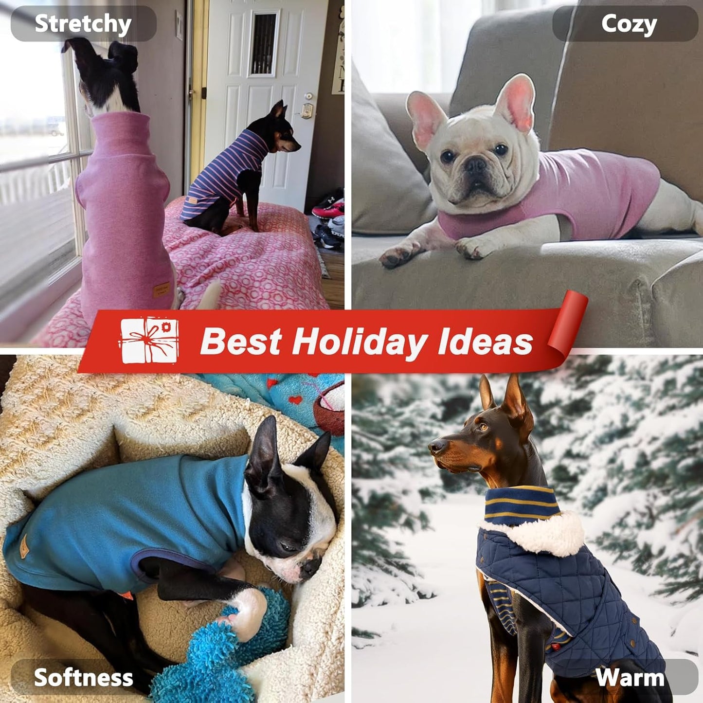 KYEESE 2Pack Dog Sweater Turtleneck Small Pets Sweaters Warm Pet Coats Soft Dachshund Clothes Pullover Pets Sweatshirt Dog Sweaters for Small Dogs Male Stretchy Dogs Clothes