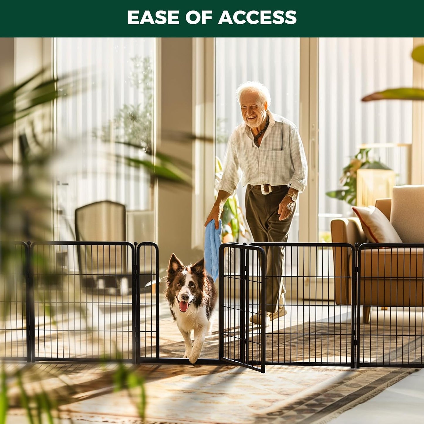 FXW Homeplus Unleashed Indoor Dog Playpen - Stress-Free and Safe Play, Heavy Duty 32 Inch 6 Wire Panels Dog Pen for Small and Medium Dogs, Black│Patented