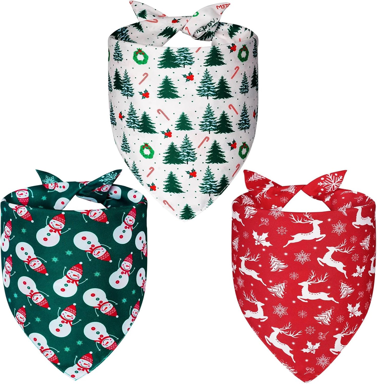 Christmas Dog Bandanas Small 3PCS, 6 Pattern Holiday Scarf for Boy and Girl, Triangle Reversible Bibs Breed for Puppy Pets