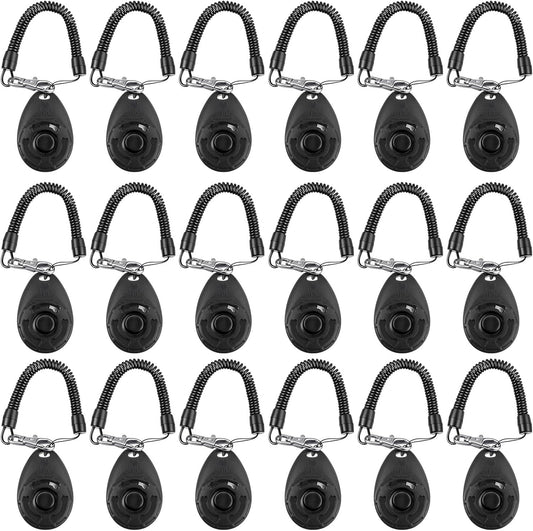 Frienda 18 Pieces Dog Training Clicker, Pet Behavioral Training Clickers with Wrist Strap for Dogs Cats Puppy Birds Horses(Black)