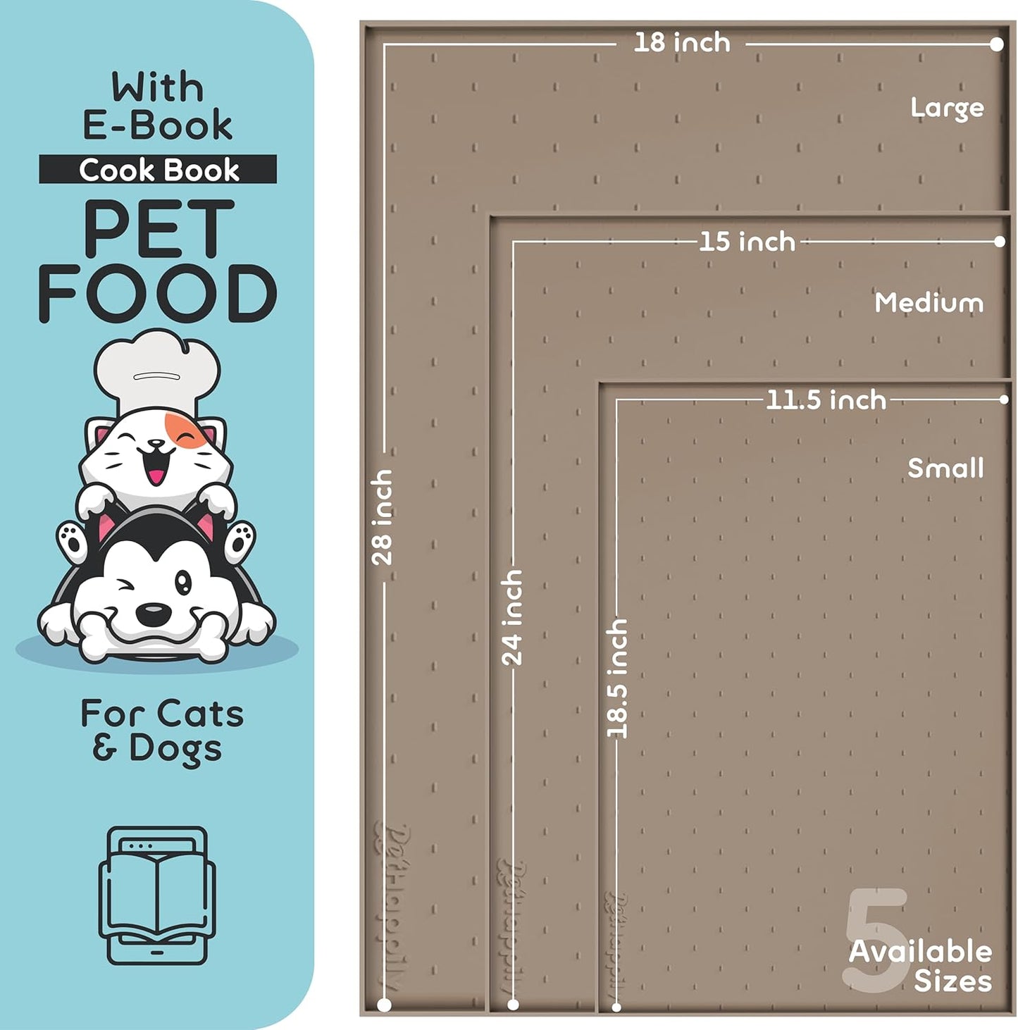 Dog Food Mat - 28x18 Raised Edges Dogs Mat for Food and Water Prevent Spill, Waterproof Cat Food Mats Protect Floors, Easy Clean Dog Bowl Mats for Food and Water, Silicone Pet Feeding Placemats