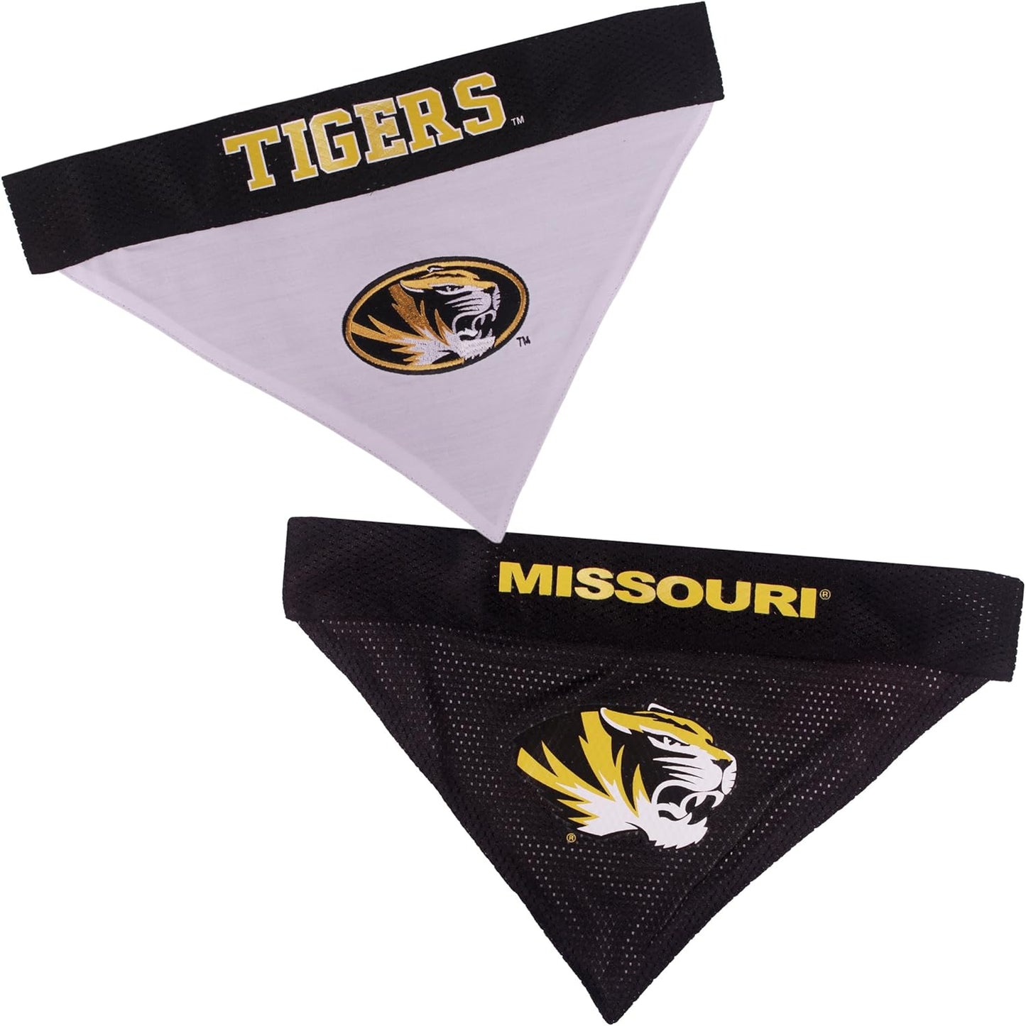 Pets First Collegiate Pet Accessories, Reversible Bandana, Missouri Tigers, Large/X-Large