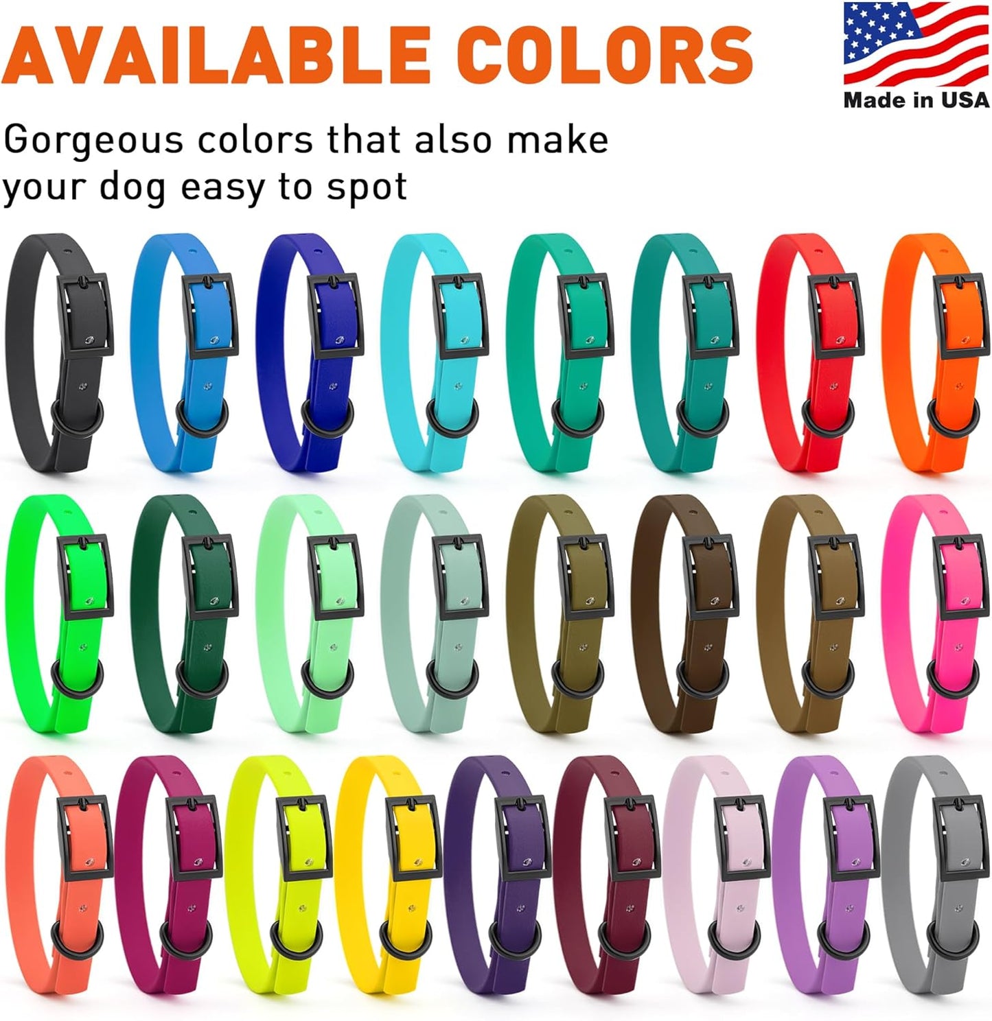 Dogline Biothane Waterproof Dog Collar Strong Coated Nylon Webbing with Black Hardware Odor- Proof for Easy Care Easy to Clean High Performance Fits Small Medium or Large Dogs, Pastel Purple