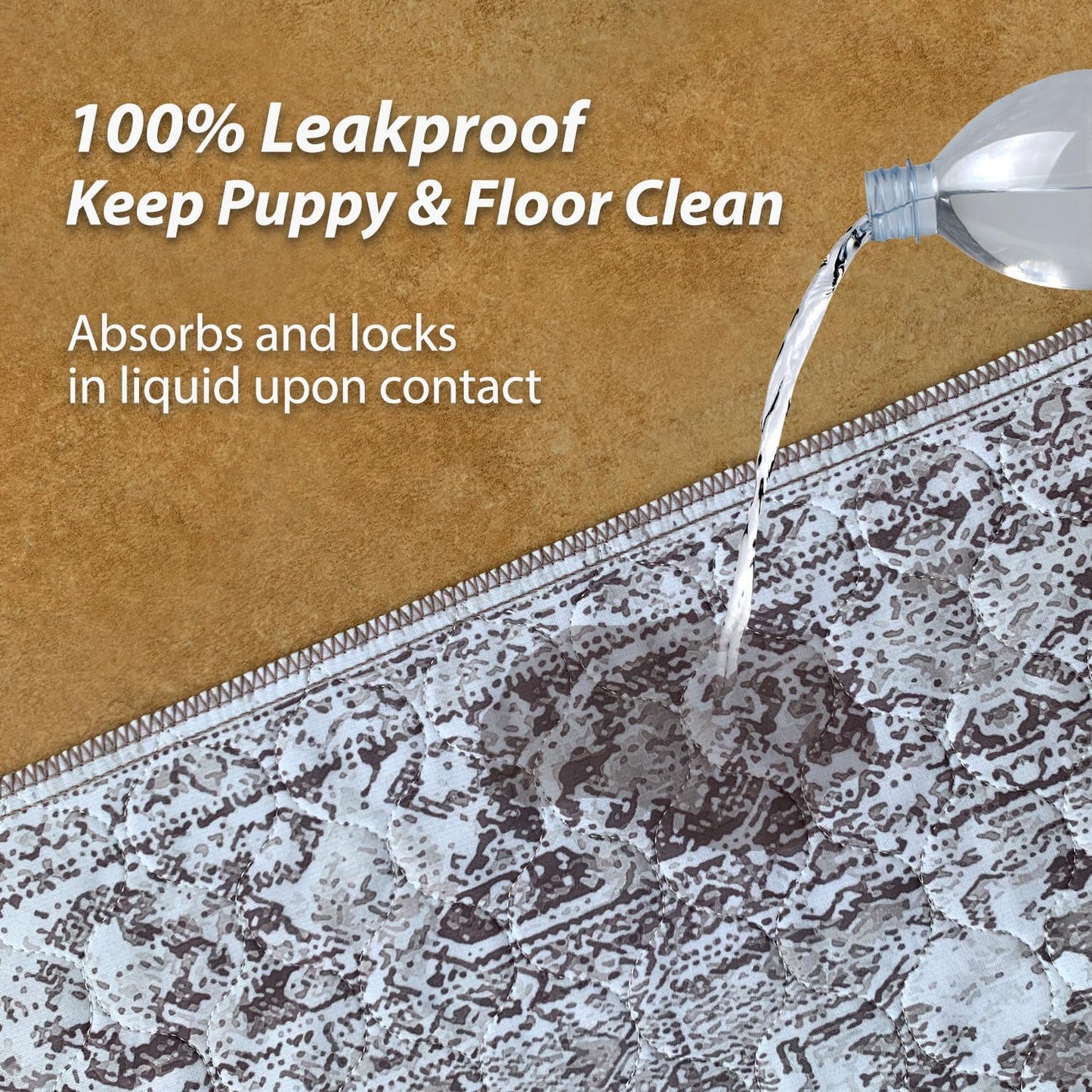 nunubaby Washable Pee Pads for Dogs, Stylish, Non-Slip and Leak-Proof Pee Pads. Reusable Potty Pads for Dogs for Crates and Floors.(Brown/Geo, 24" x36")