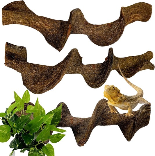BNOSDM 3Pcs Reptile Climbing Branches Decor,Snake Climbing Branch,Gecko Climb Wood,Lizard Forest Branch,Tank Habitat Tree Trunk Decorations for Bearded Dragons,Chameleons,Spider,Frogs (L)