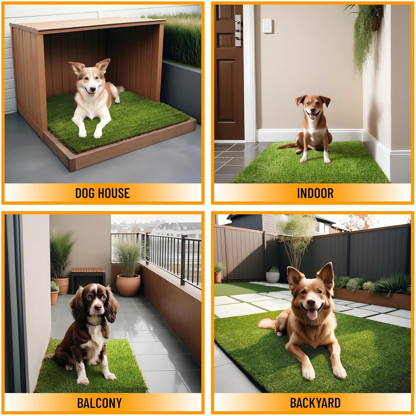 Ottomanson Pet Training Collection Easy Clean Indoor/Outdoor Reusable Training Grass Pad, 15" x 30", Green