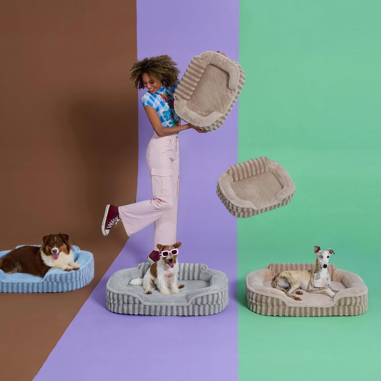 LE SURE Cute Dog Beds for Extra Large Dogs, Orthopedic Waterproof XL Pet Bed with Sides, Non-Slip and Egg-Crate Foam Big Dog Couch Sofa with Washable Removable Cover, Blue