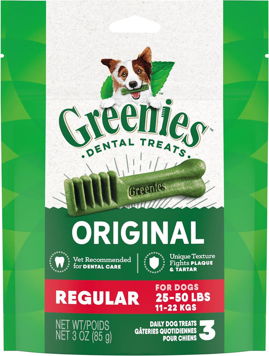 Greenies Original Regular Dental Dog Treats, 3 oz. Pack (3 Treats)