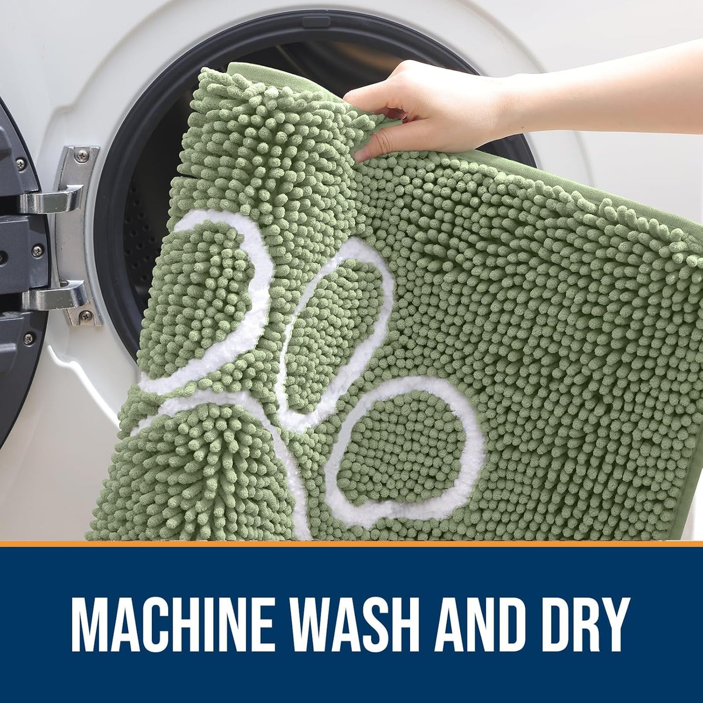 OLANLY Door Mat for Muddy Dog Paws 70x24, Ultra Absorbent Chenille Mud Doormat with Paw Print Design, Non-Slip Washable Doormat for Indoor Entryway, Quick-Dry Pet Bed Mats for Dirty Dogs, Sage Green