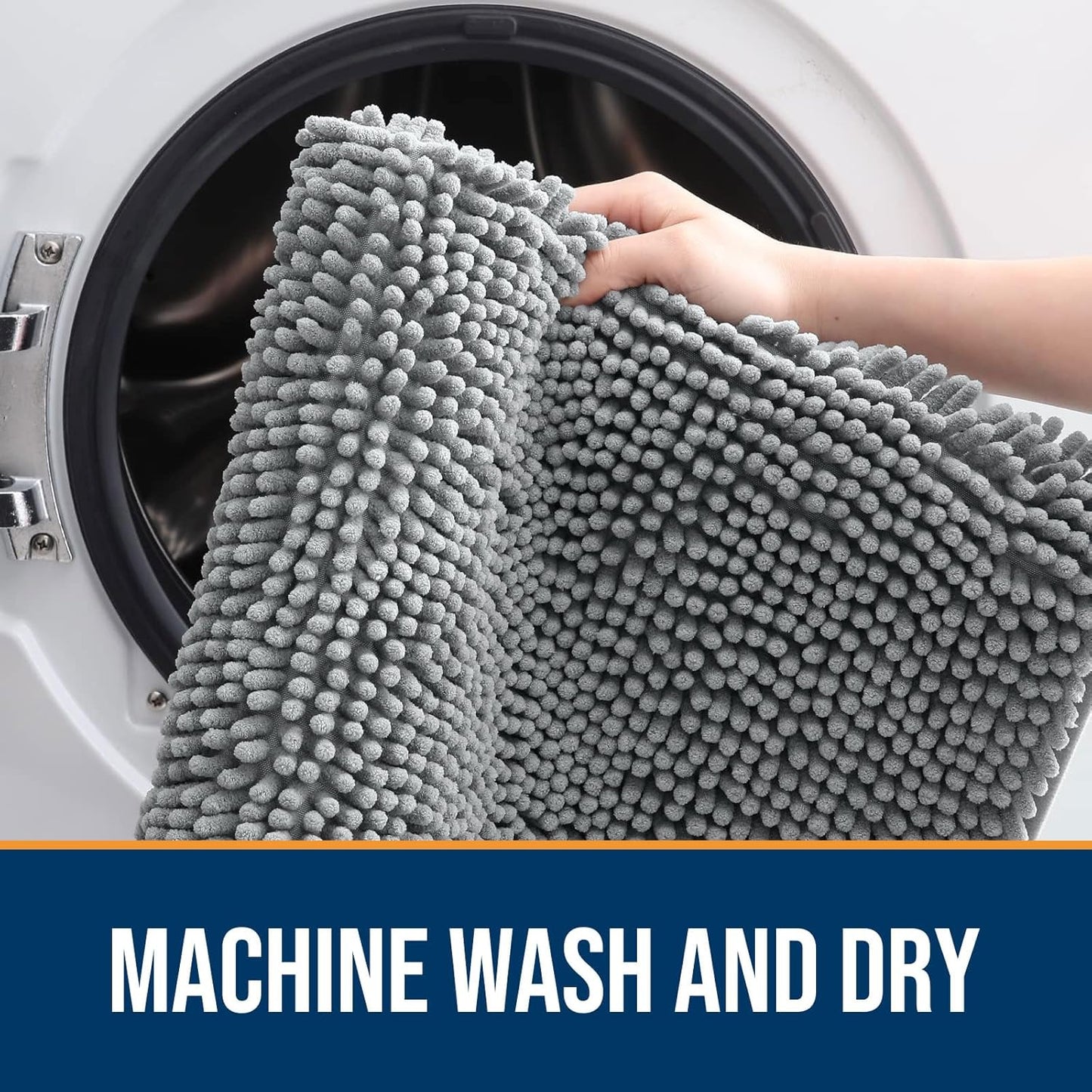 OLANLY Dog Door Mat for Muddy Paws 70x46, Absorbs Moisture and Dirt, Absorbent Non-Slip Washable Doormat, Quick Dry Chenille Mud Mat for Dogs, Entry Indoor Entryway Carpet for Inside Floor, Grey