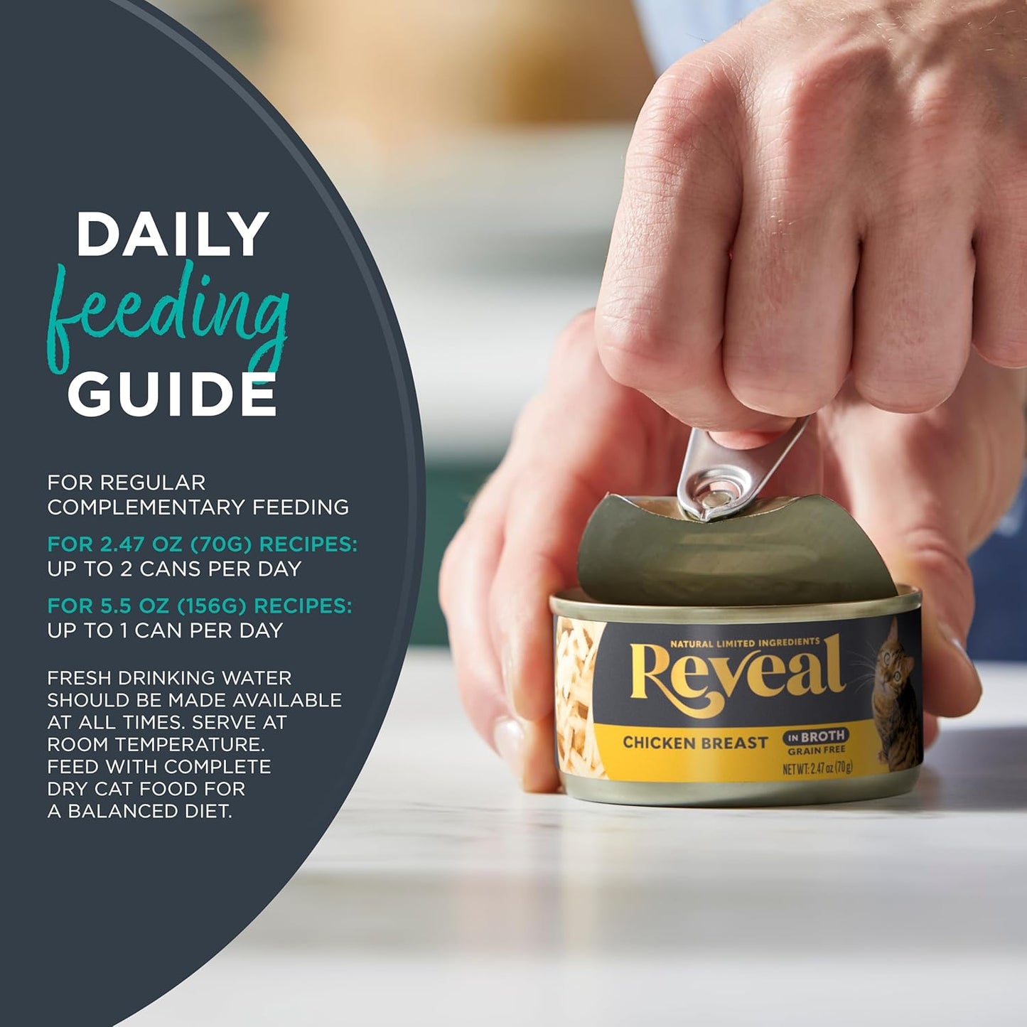 Reveal Natural Wet Canned Cat Food, Limited Ingredient, Grain Free, Protein with No Artificial Additives, Chicken Breast with Tuna in Broth (24 x 2.47 oz Cans)