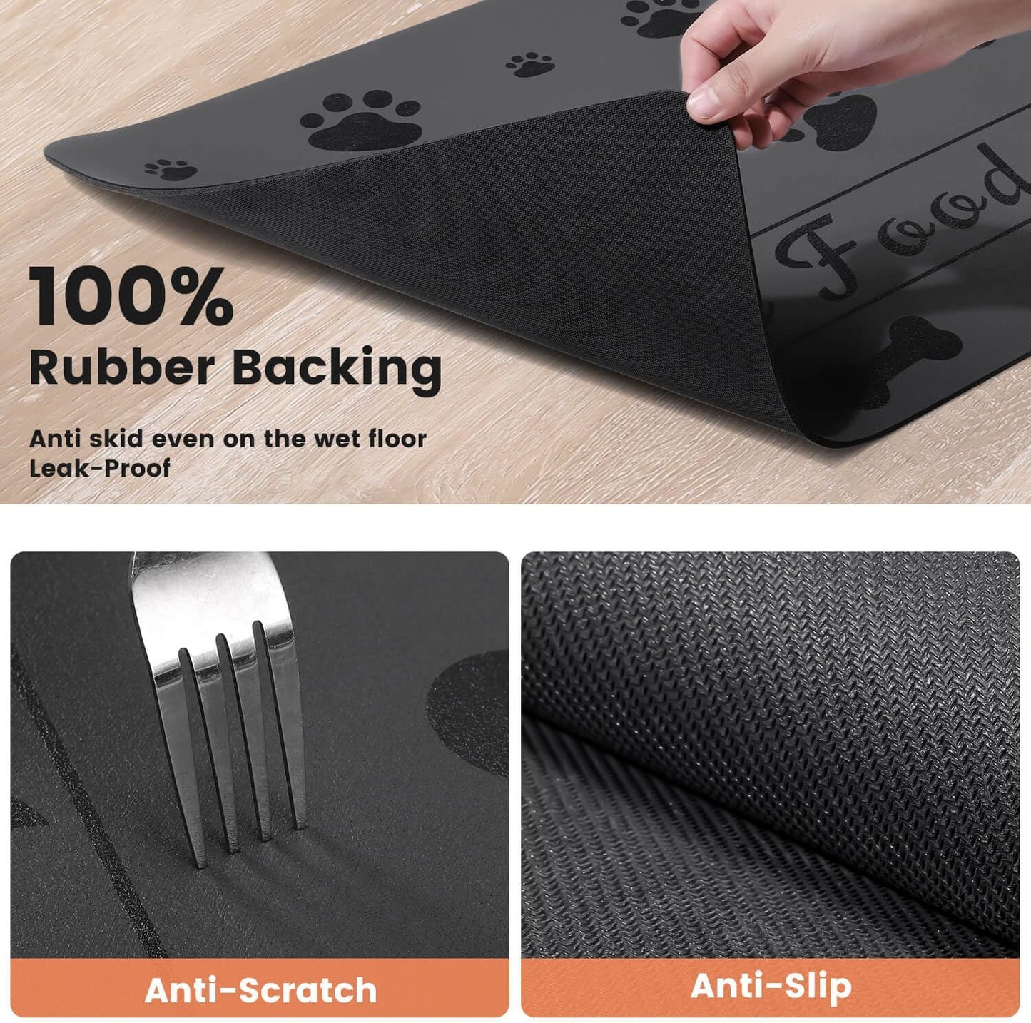 Pet Feeding Mat-Absorbent Pet Placemat for Food and Water Bowl, with Waterproof Rubber Backing, Quick Dry Water Dispenser Mat for Dog and Cat (12"x20", Bones)