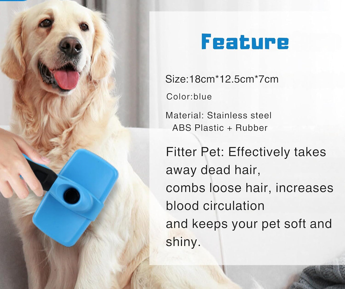 3-in 1 Dog & Cat Grooming Supplies- Self-cleaning Slicker Brush, Deshedding Rake Comb, And Finger Toothbrush For Dogs & Cats | Perfect For Pet Grooming Kit, Dematting And Dental Tool (blue)