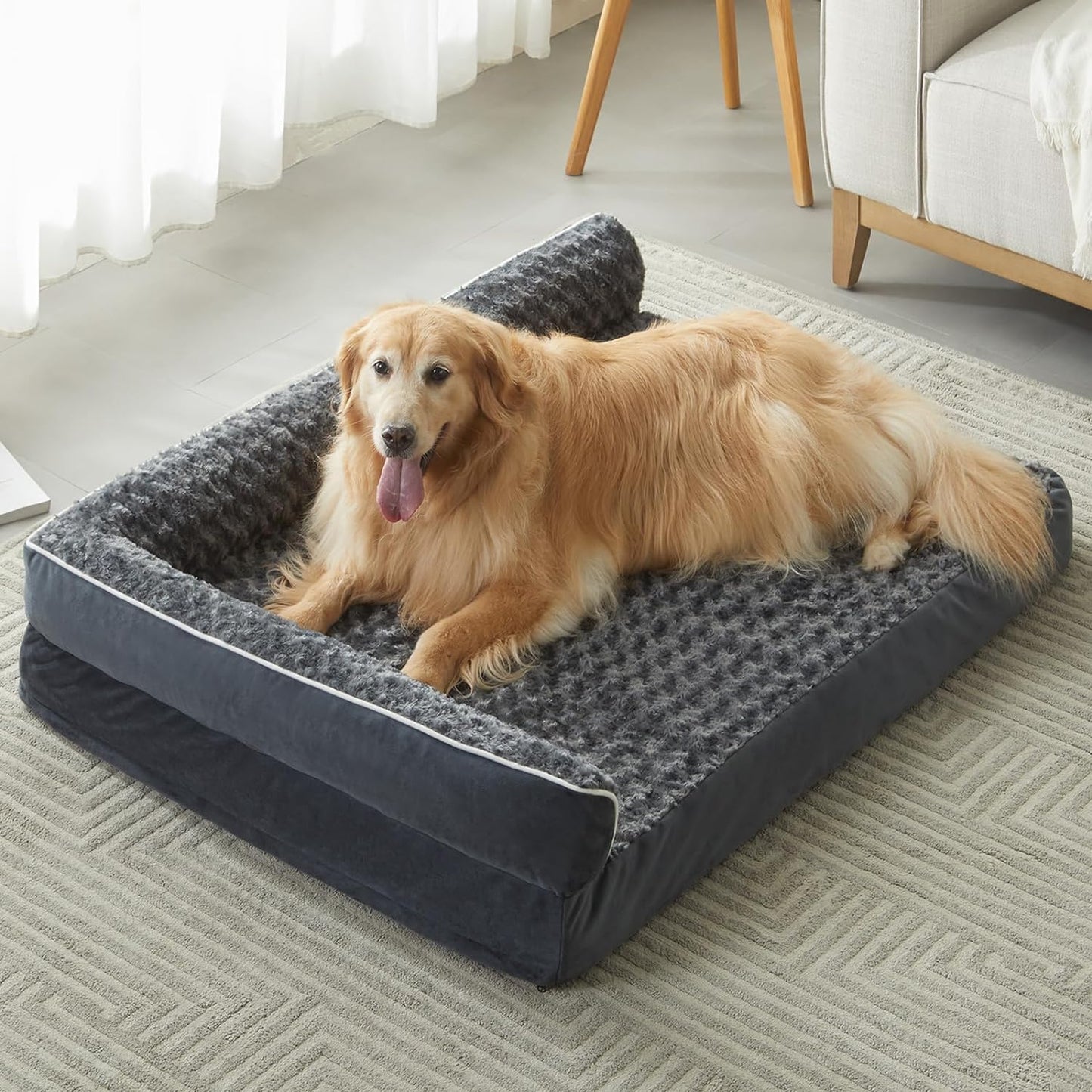 BFPETHOME Orthopedic Dog Beds for Large Dogs-Waterproof Sofa Dog Bed with Removable Washable Cover, Large Dog Bed with Waterproof Lining and Nonskid Bottom,Pet Bed for Large Dogs