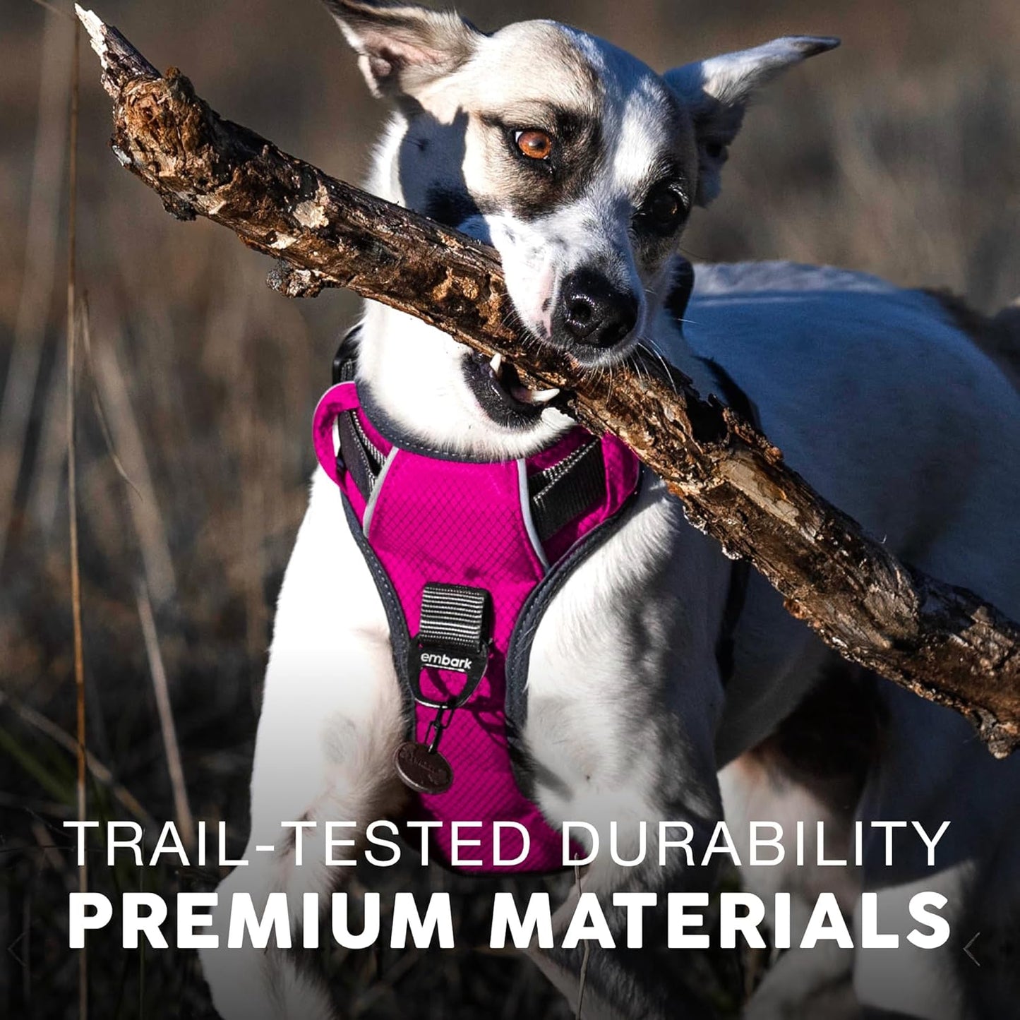 Embark Adventure Dog Harness, Reflective Trim No Pull Dog Harness Medium Sized Dogs - Military Grade Nylon, Front Clip with Gel Lined Handle.