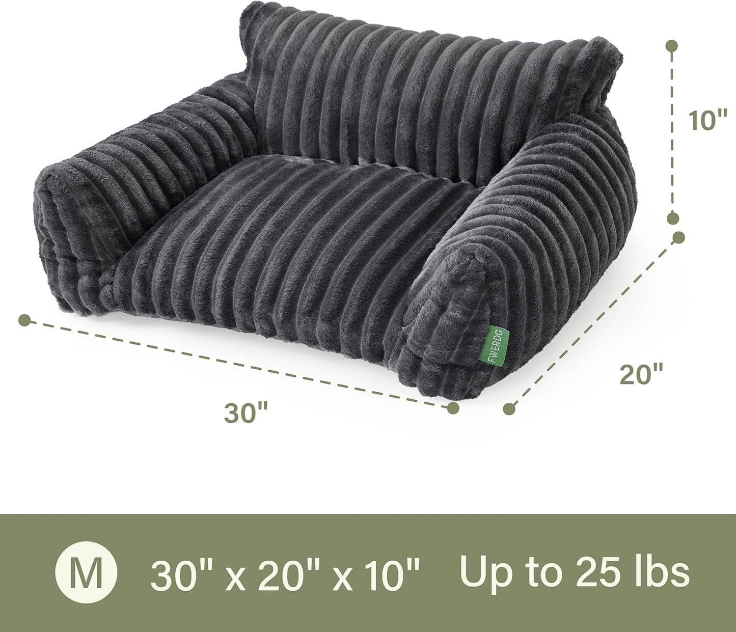 Cute Couch Bed for Pets, Supportive Cat Sofa for Indoor Cats, Medium Dog Sofa Bed for Medium Dogs, Grey, 30 inches