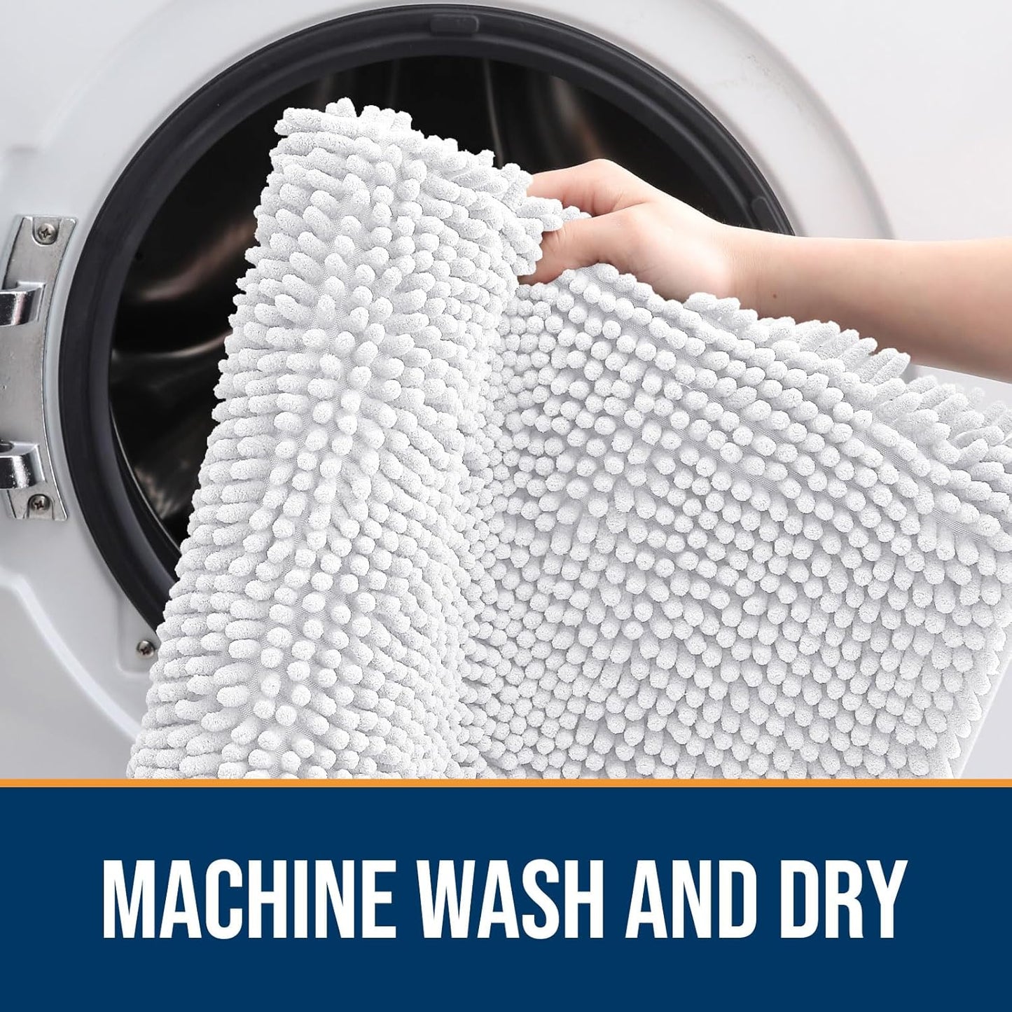 OLANLY Dog Door Mat for Muddy Paws 47x20, Absorbs Moisture and Dirt, Absorbent Non-Slip Washable Doormat, Quick Dry Chenille Mud Mat for Dogs, Entry Indoor Entryway Carpet for Inside Floor, White