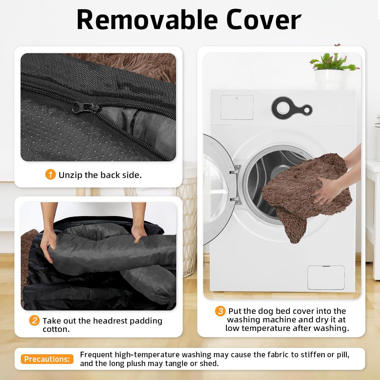 GGIB Calming Dog Bed Fluffy Plush Dog Mat for Furniture Protector with Removable Washable Cover for Large Medium Small Dogs and Cats (Medium, Coffee)