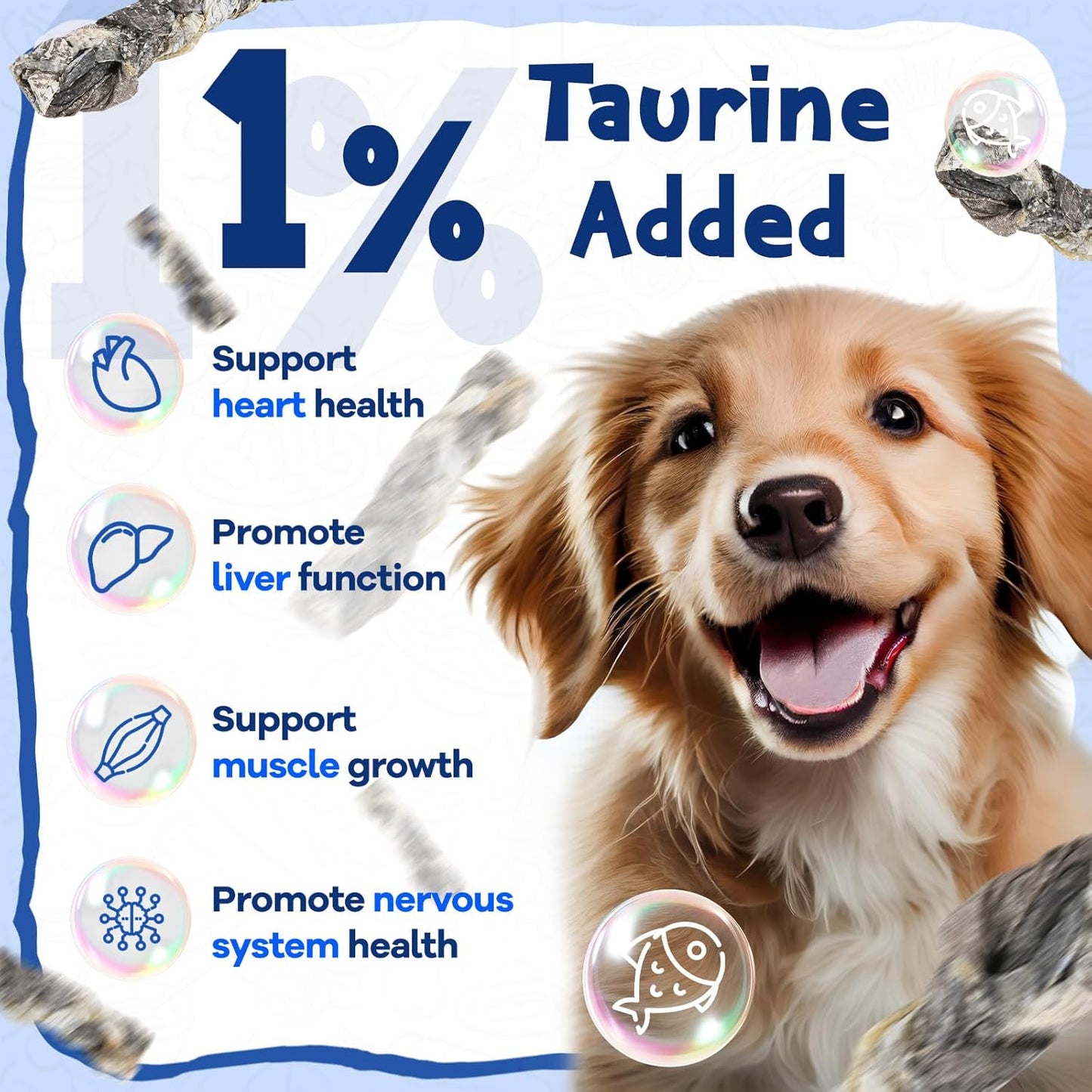 Cod Fish Skin Braids Dog Treats Natural Dried Dog Snacks Sticks, High Omega-3 Single Ingredient Cod Skin Chews w/Taurine, 7 oz