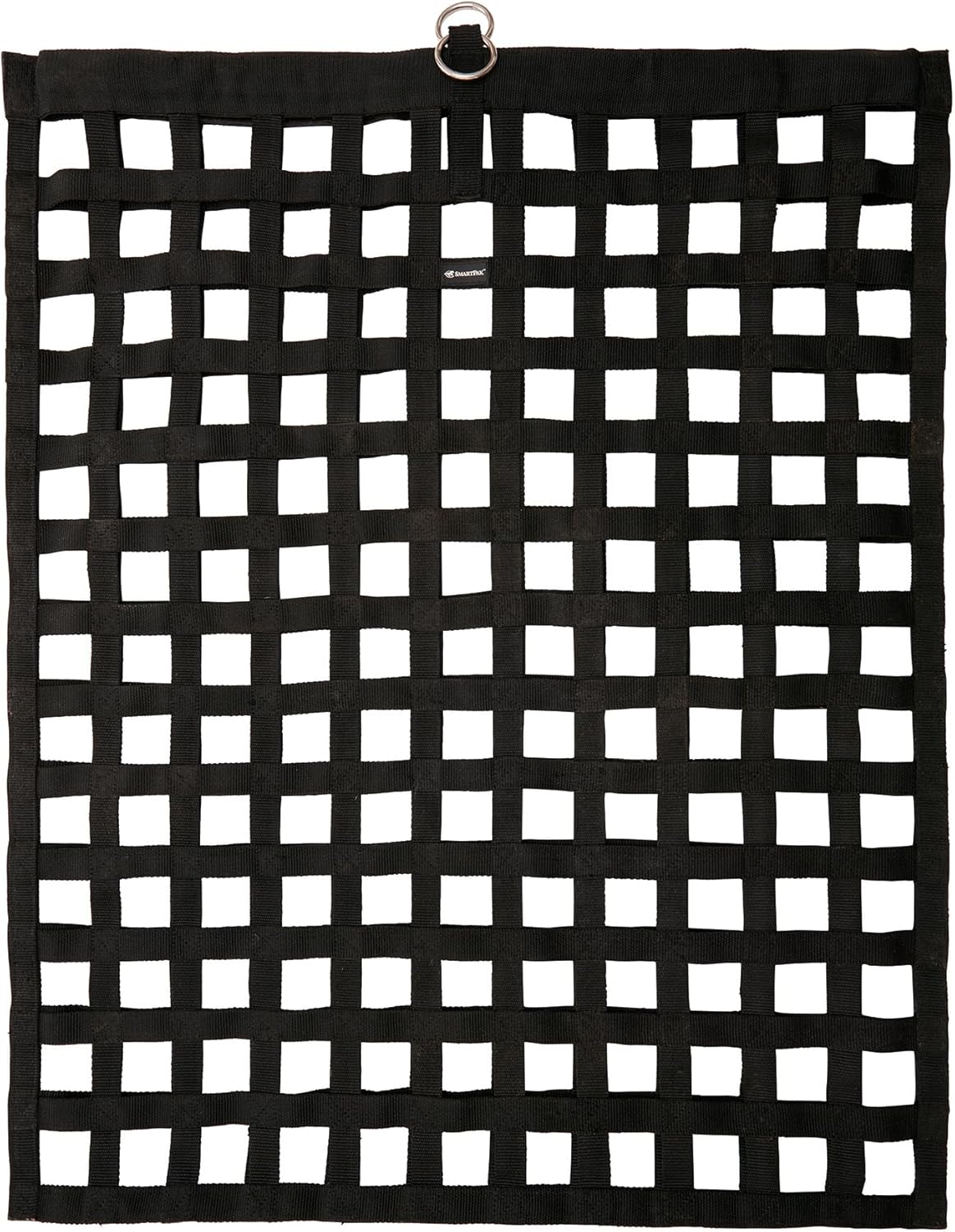 SmartEquine Slow Feed Hay Bag for Horses | Hay Feeder Net with Resistant Nylon | Gator Mouth Enclosure for Easy Loading | Fits 10-15 lbs of Hay | 4 Flakes Bag | 37" x 30" | Black | 2" Holes