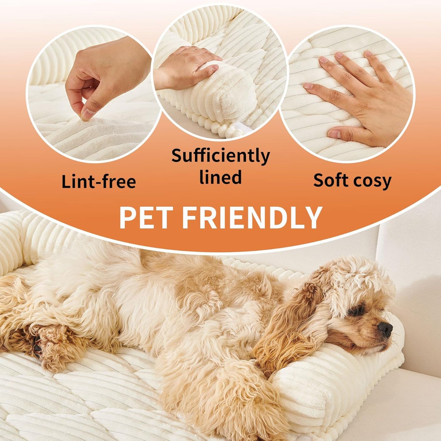 HAOMAIJIA Dog Couch Bed for Small Dogs, Non Slip Pet Couch Covers for Sofa Thick Soft Washable Dog Couch Cover Protector All Seasons Universal Dogs and Cats Bed Mat (Off White, Small)