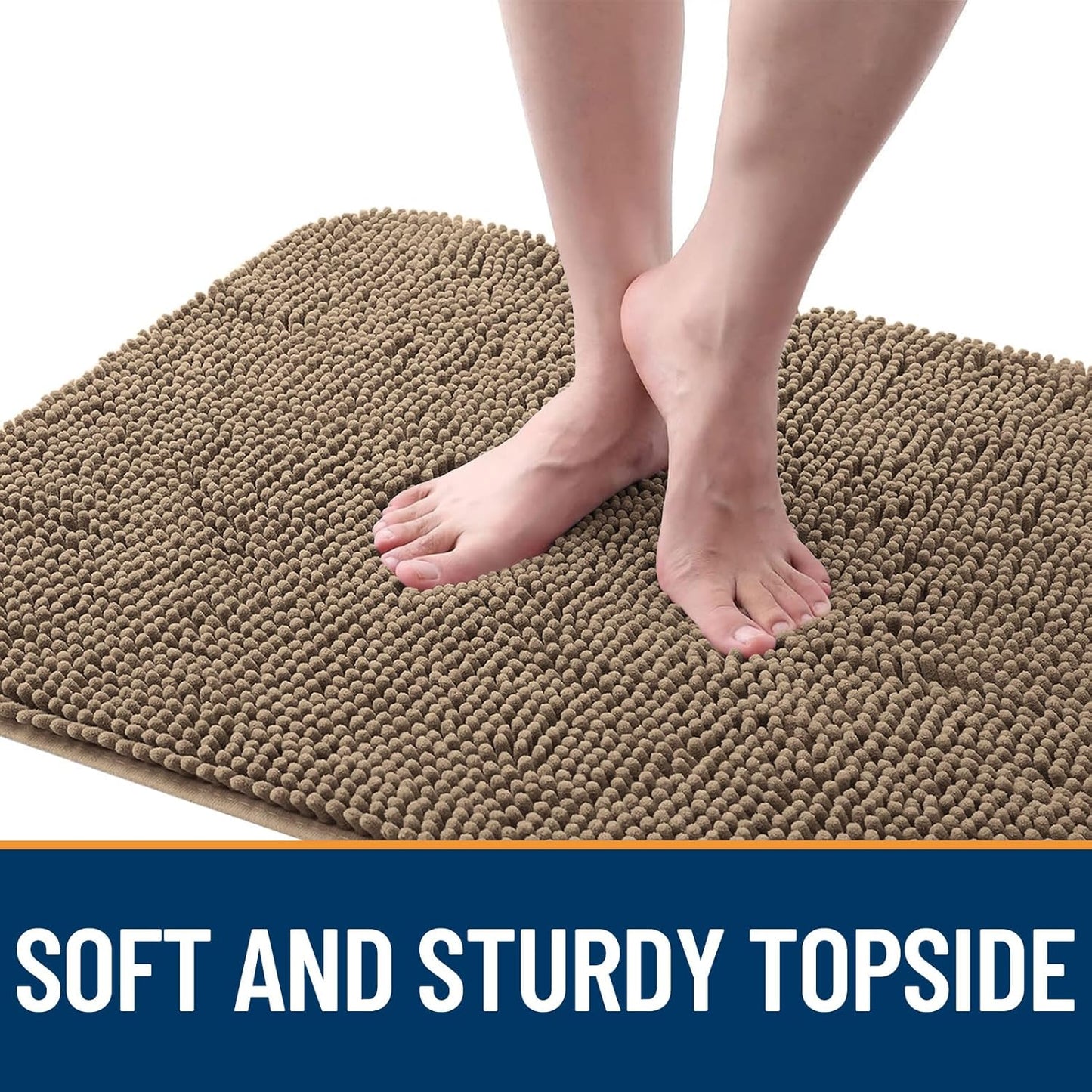 OLANLY Dog Door Mat for Muddy Paws 24x16, Absorbs Moisture and Dirt, Absorbent Non-Slip Washable Doormat, Quick Dry Chenille Mud Mat for Dogs, Entry Indoor Entryway Carpet for Inside Floor, Tan