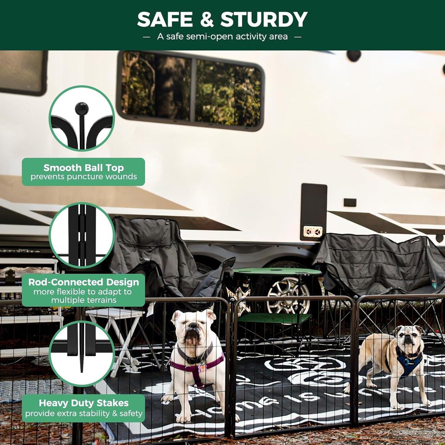 FXW Rollick Unleashed Dog Playpen for Indoor, Yard, RV Camping, 24 inch 24 Panels for Small and Puppy Dogs, Black│Patented