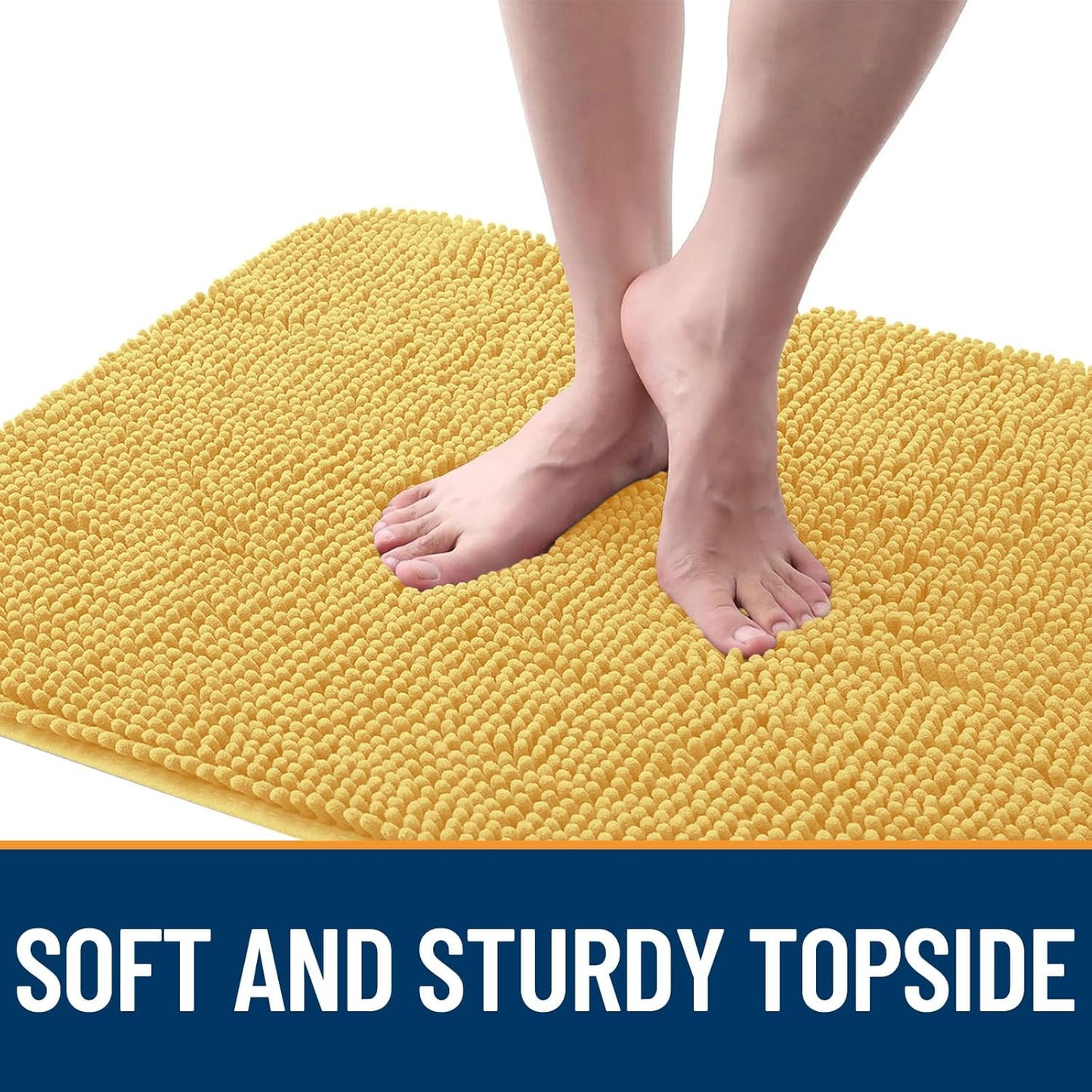 OLANLY Dog Door Mat for Muddy Paws 36x24, Absorbs Moisture and Dirt, Absorbent Non-Slip Washable Doormat, Quick Dry Chenille Mud Mat for Dogs, Entry Indoor Entryway Carpet for Inside Floor, Yellow