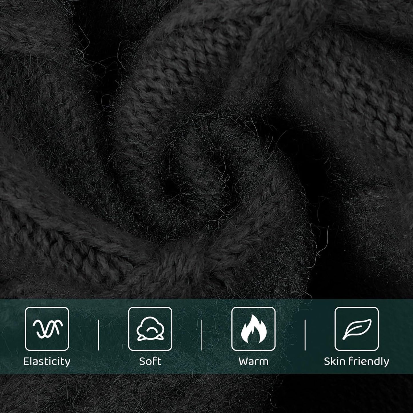 Queenmore Small Dog Pullover Sweater, Cold Weather Cable Knitwear, Classic Turtleneck Thick Warm Clothes for Chihuahua, Bulldog, Dachshund, Pug (Black, X-Small)