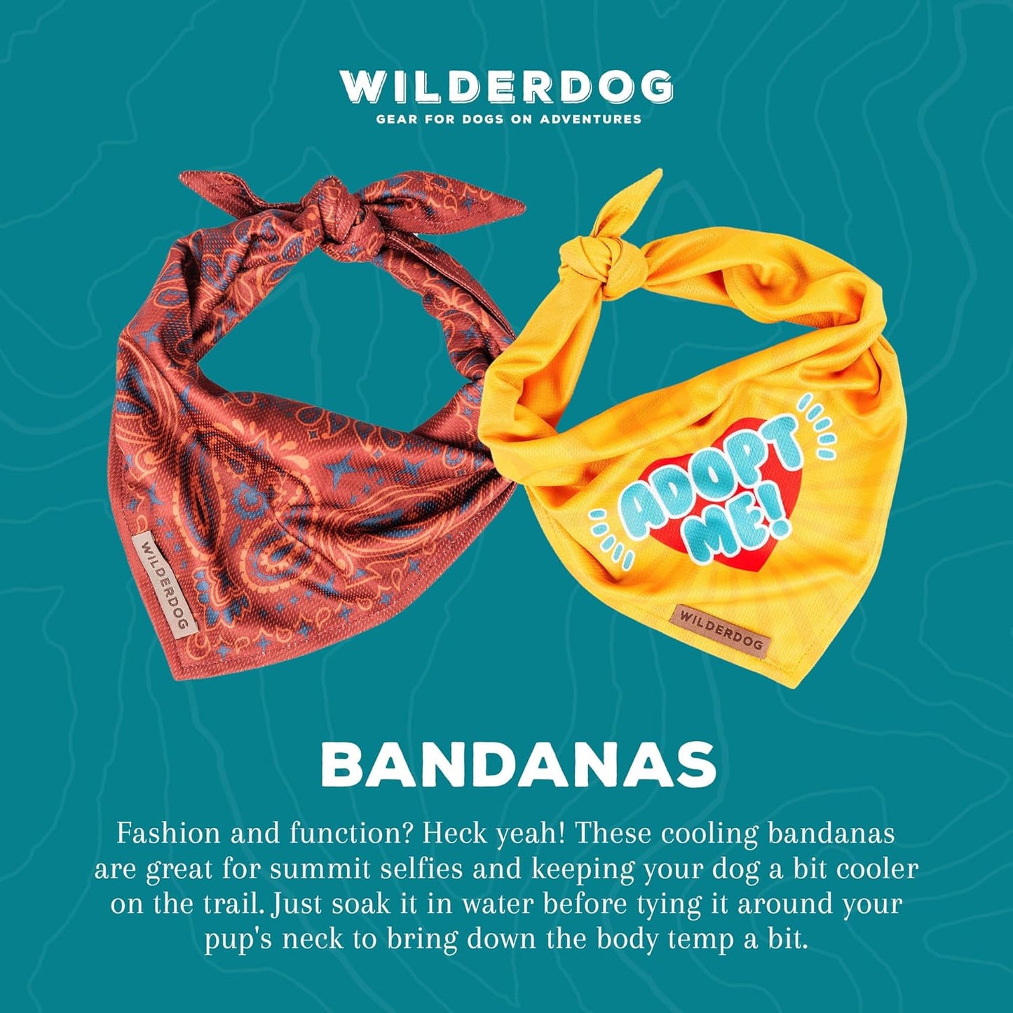 Wilderdog Dog Bandana with Lightweight Quick Drying Poly-Blend Mesh Material in Laredo