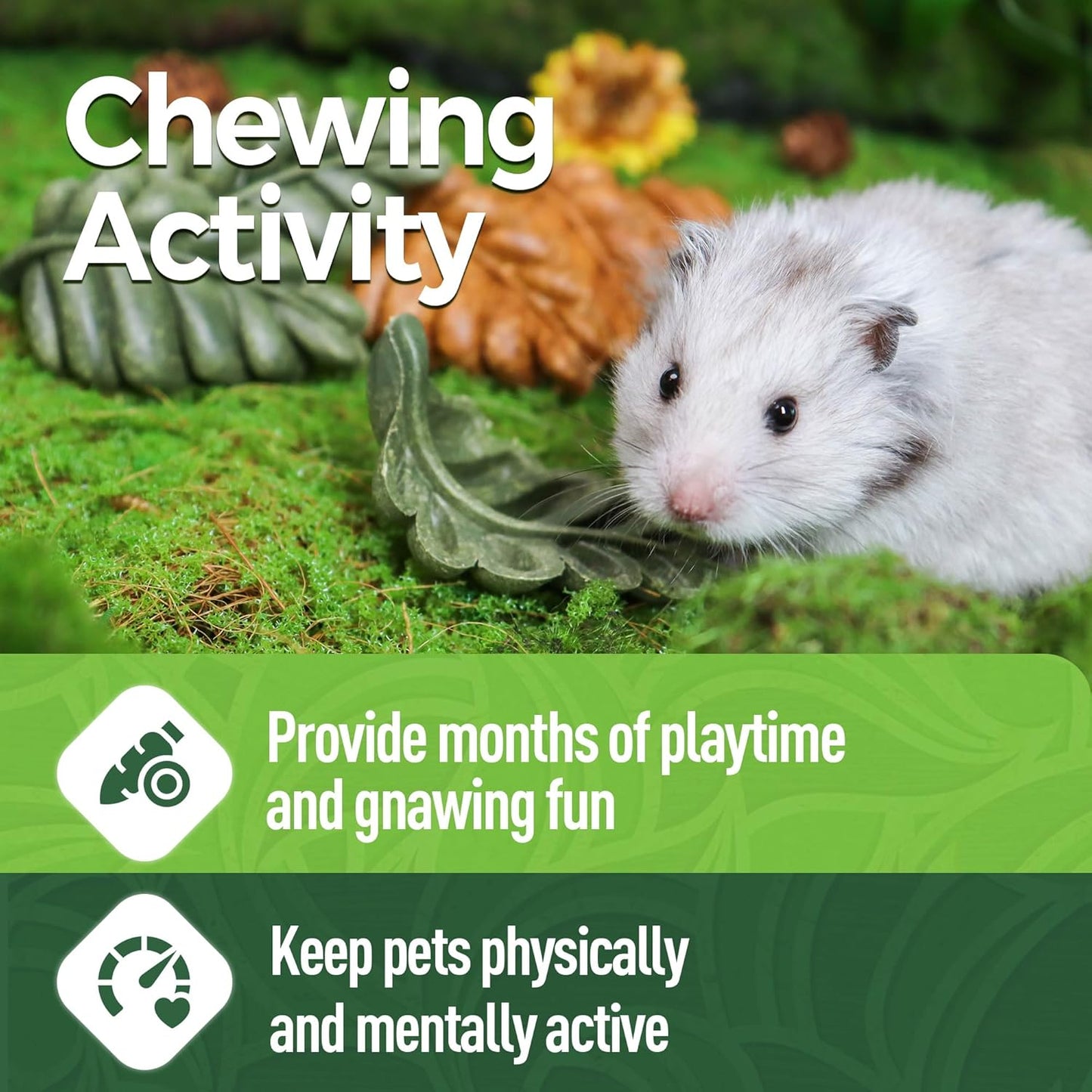 TEEWY 6PCS Hamster Chew Toys, Guinea Pig Chew Toys for Teeth with Natural Vegetables and Timothy Grass, Chinchilla Toys,Dental Care for Rats/Guinea Pigs/Hamsters and Gerbil, Leaf-Shape