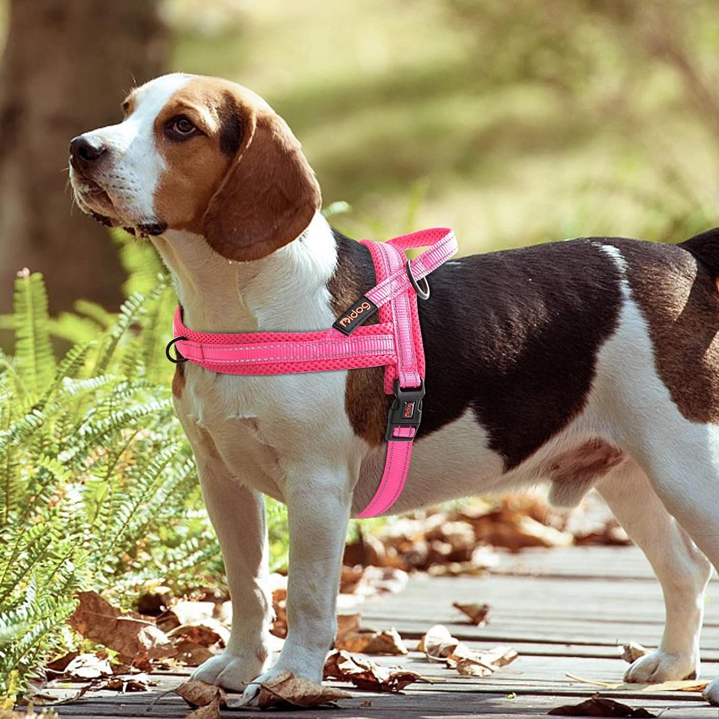 Didog No Pull Dog Harness with Soft Mesh Padded,Reflective & Quick Fit Light Weight Dog Strap Vest Harness,Easy for Walking Training (L:Chest 26-32", Pink)