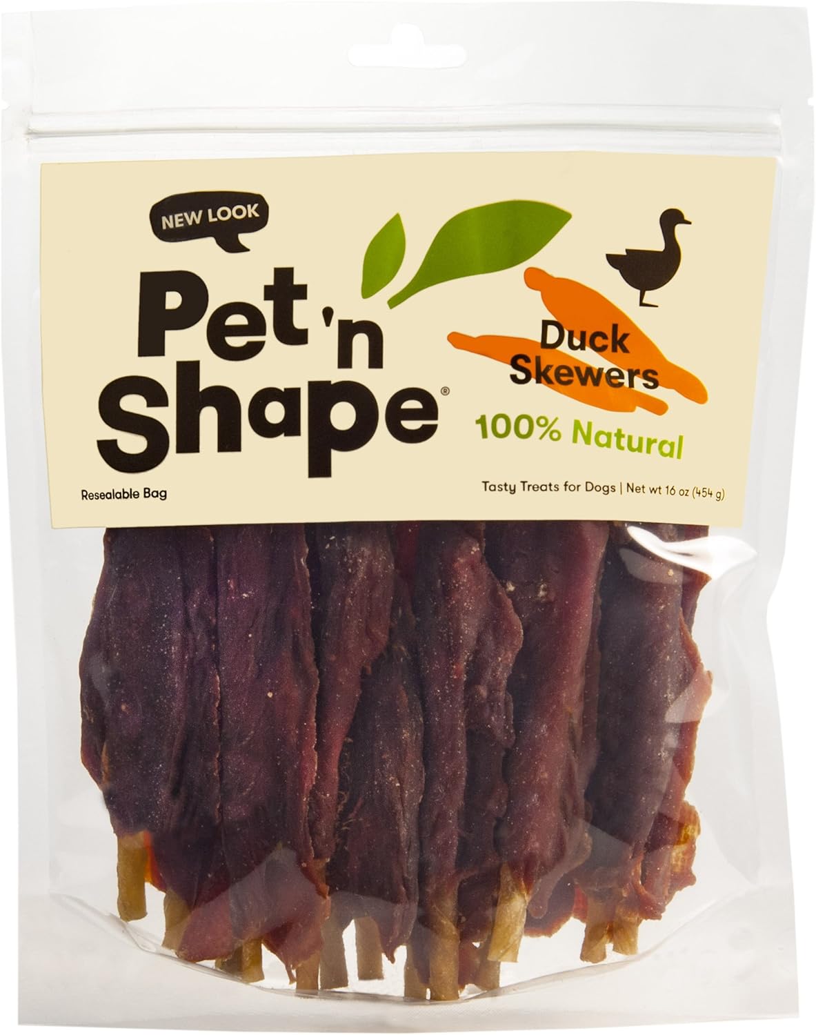 Pet 'n Shape Chik 'n Skewers – Duck Wrapped Rawhide Chew Dog Treats - 1 Pound