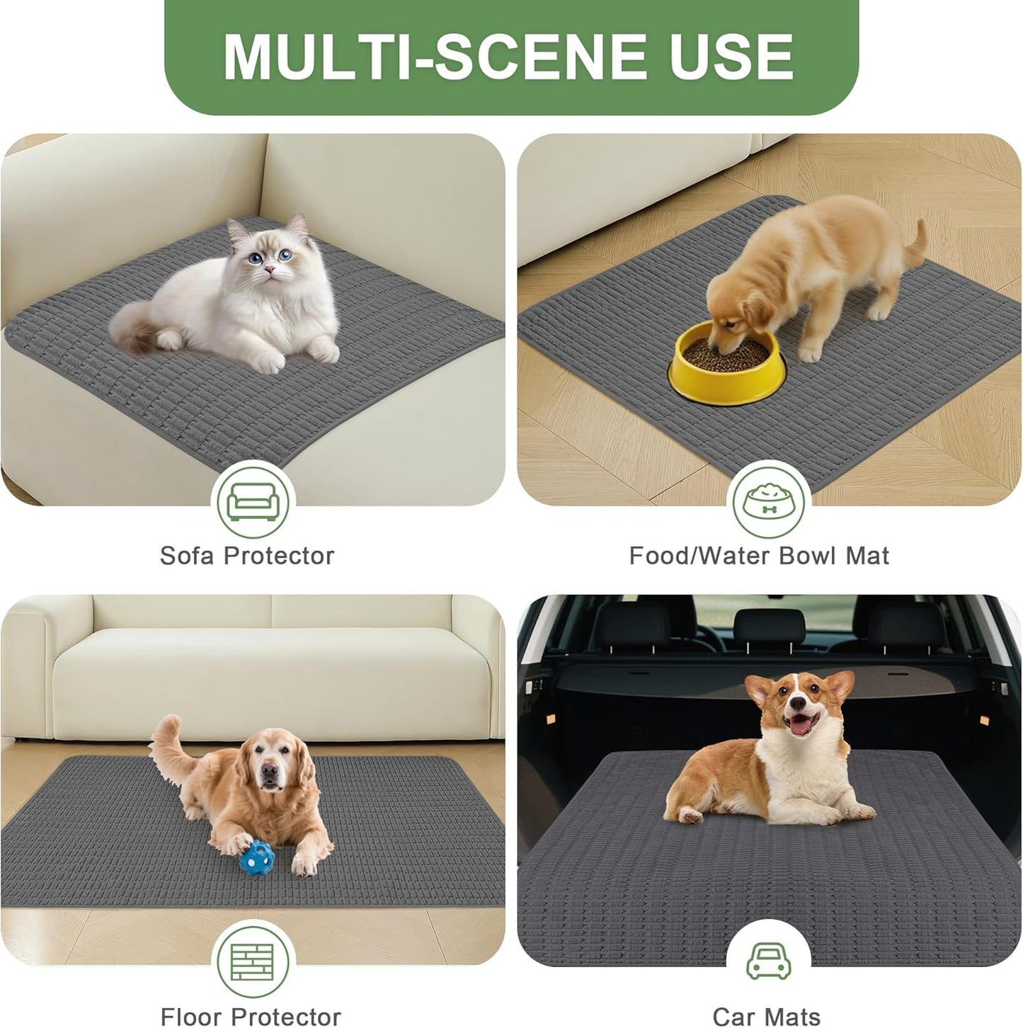 Washable Pee Pads for Dogs, 2 Pack Reusable Puppy Pads Dog Pads, Non-Slip Dog Pee Pads, Leakproof Pet Pee Pads Wee Wee Pads for Dogs. (Dark Grey, 34"x36"(Pack of 2))