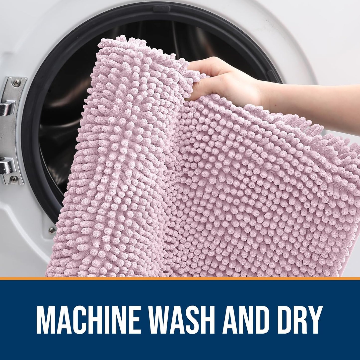 OLANLY Dog Door Mat for Muddy Paws 70x35, Absorbs Moisture and Dirt, Absorbent Non-Slip Washable Doormat, Quick Dry Chenille Mud Mat for Dogs, Entry Indoor Entryway Carpet for Inside Floor, Dusty Rose