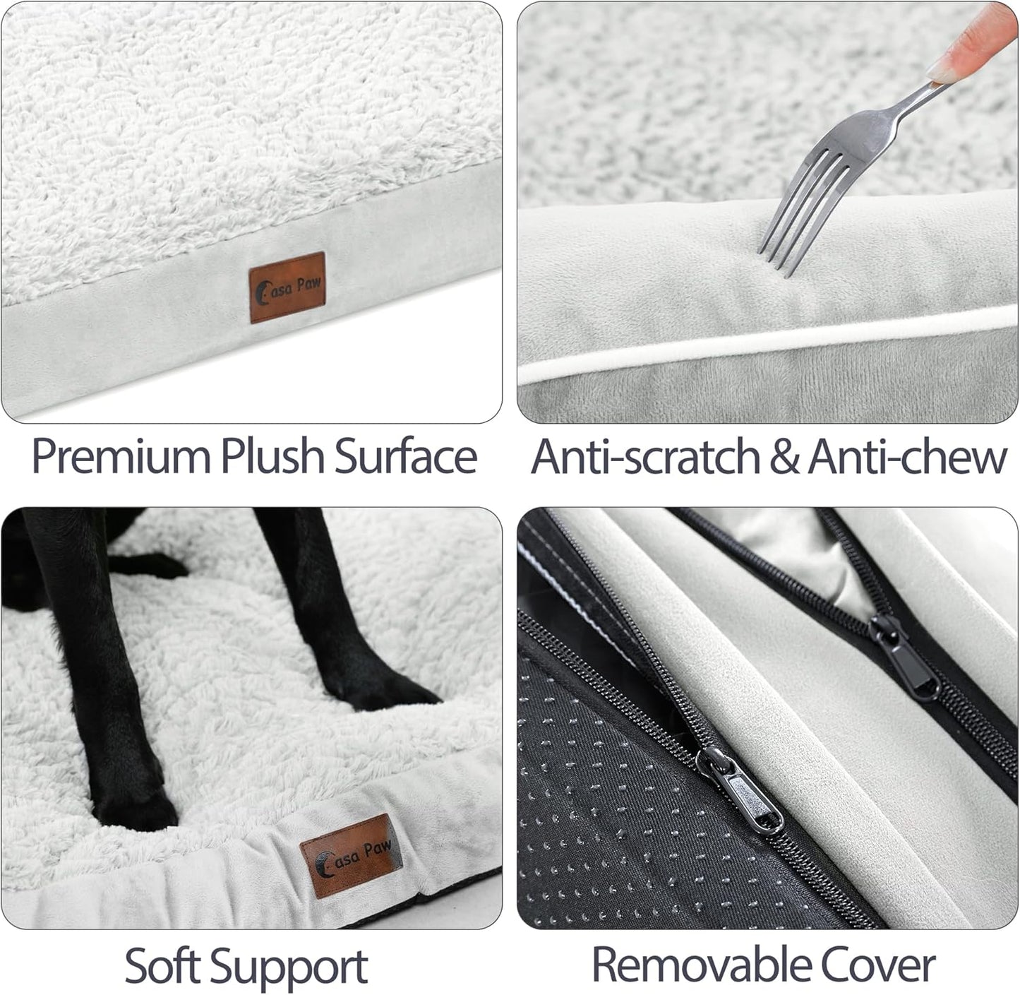 Orthopedic Dog Beds for Extra Large Dogs, Waterproof Dog Beds XLarge, Memory Foam Dogs Couch Beds with Comfy Bolster, Removable Washable Cover and Nonskid Bottom (X-Large,Grey White)