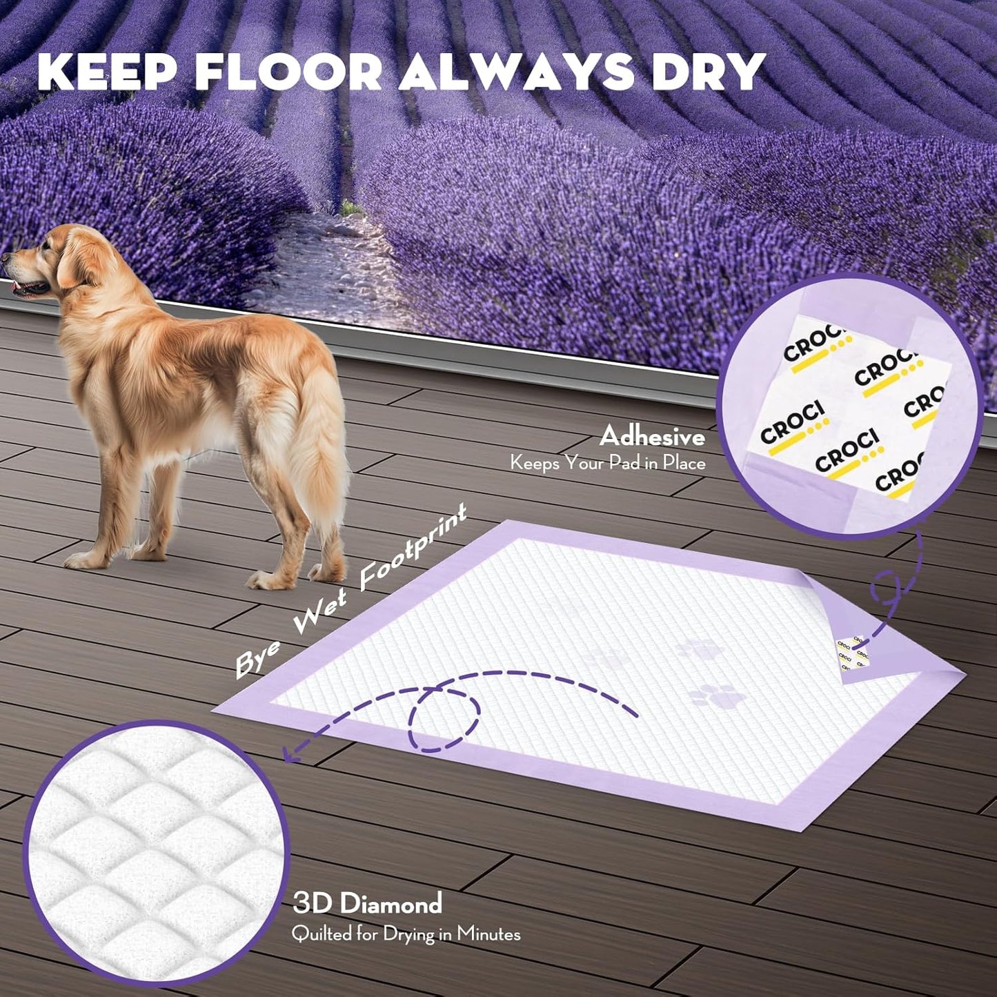 CROCI Dog Pads Extra Large 36x36in, Puppy Pads with Adhesive Tabs Super Absorbent Up to 11 Cups, Disposable (30 Counts)