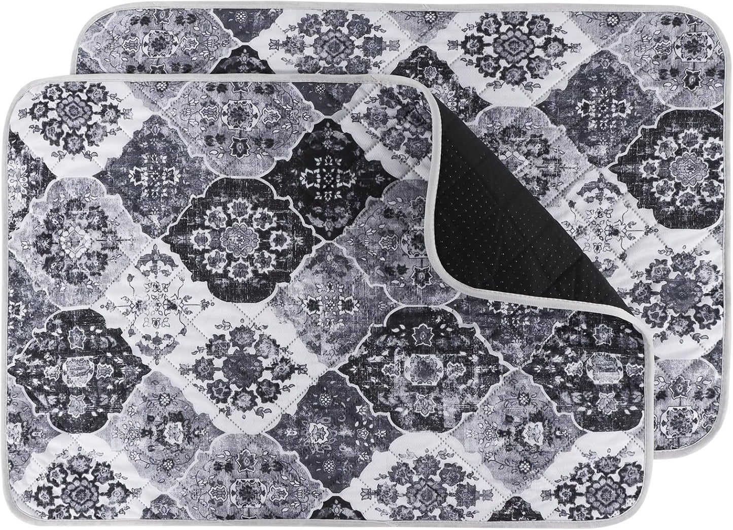 IEUUMLER Washable Pee Pads for Dogs, 2 Pack Reusable Pee Pads for Dogs Non-Slip Grip, Super Absorbent Waterproof Puppy Pads for Potty Training, Playpen, Crate, Whelping Box EU011 Black Grey, 36x41