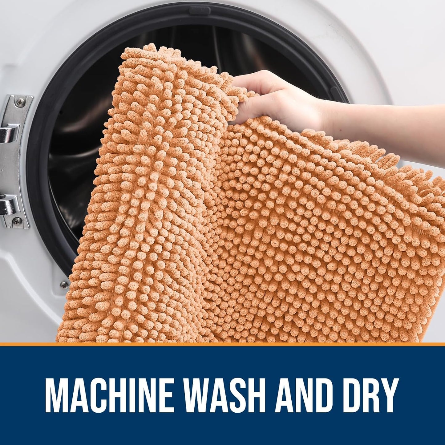 OLANLY Dog Door Mat for Muddy Paws 24x16, Absorbs Moisture and Dirt, Absorbent Non-Slip Washable Doormat, Quick Dry Chenille Mud Mat for Dogs, Entry Indoor Entryway Carpet for Inside Floor, Orange