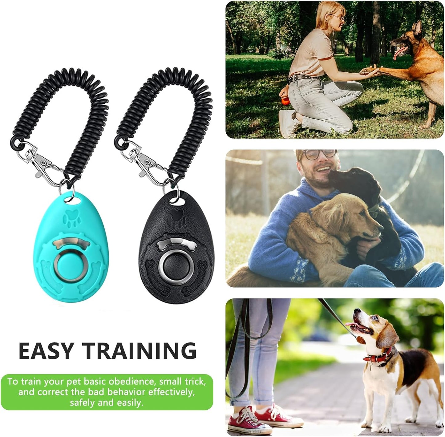 Dog Treat Pouch - 3 Ways to Wear Treat Pouches for Pet Training and 2 Pieces Clicker Taining for Dogs, Dog Training Treat Pouch Bag and Dog Clicker for Training with Waist Belt Shoulder Strap - Paws