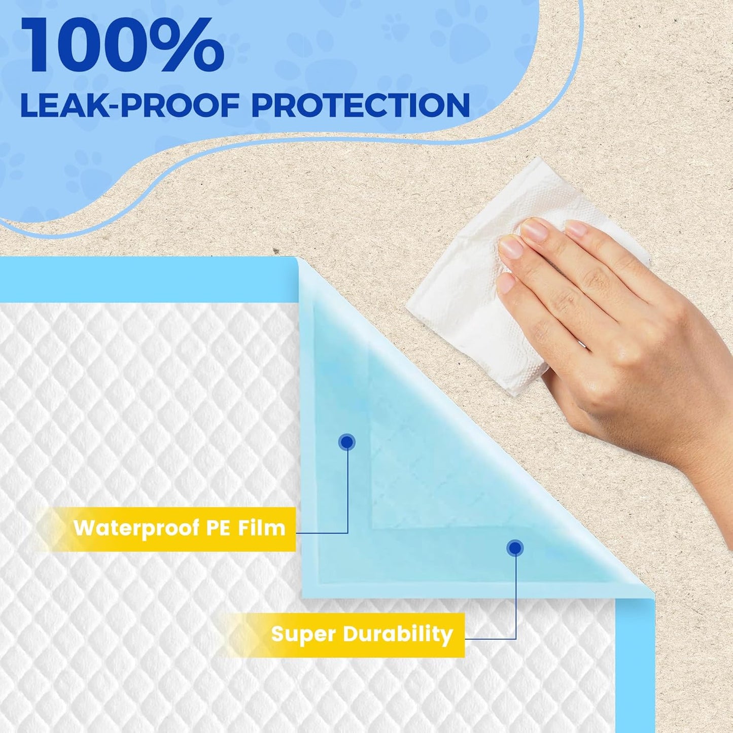 Dog Pee Pads Extra Large 28"x34" - 100 Pack Super Absorbent XLarge Puppy Pads 100 Count Leak-Proof Disposable XL Pet Potty Training Pads for Dogs, Puppies, Doggy