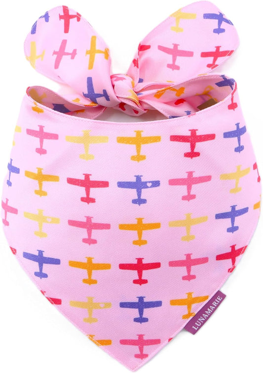 LunaMarie - Luxury Pet Birthday Bandanas -Premium & Silky Poly Fabric | 100% Handmade | Custom Shape Dual Layered (Aviator Glam, Small)
