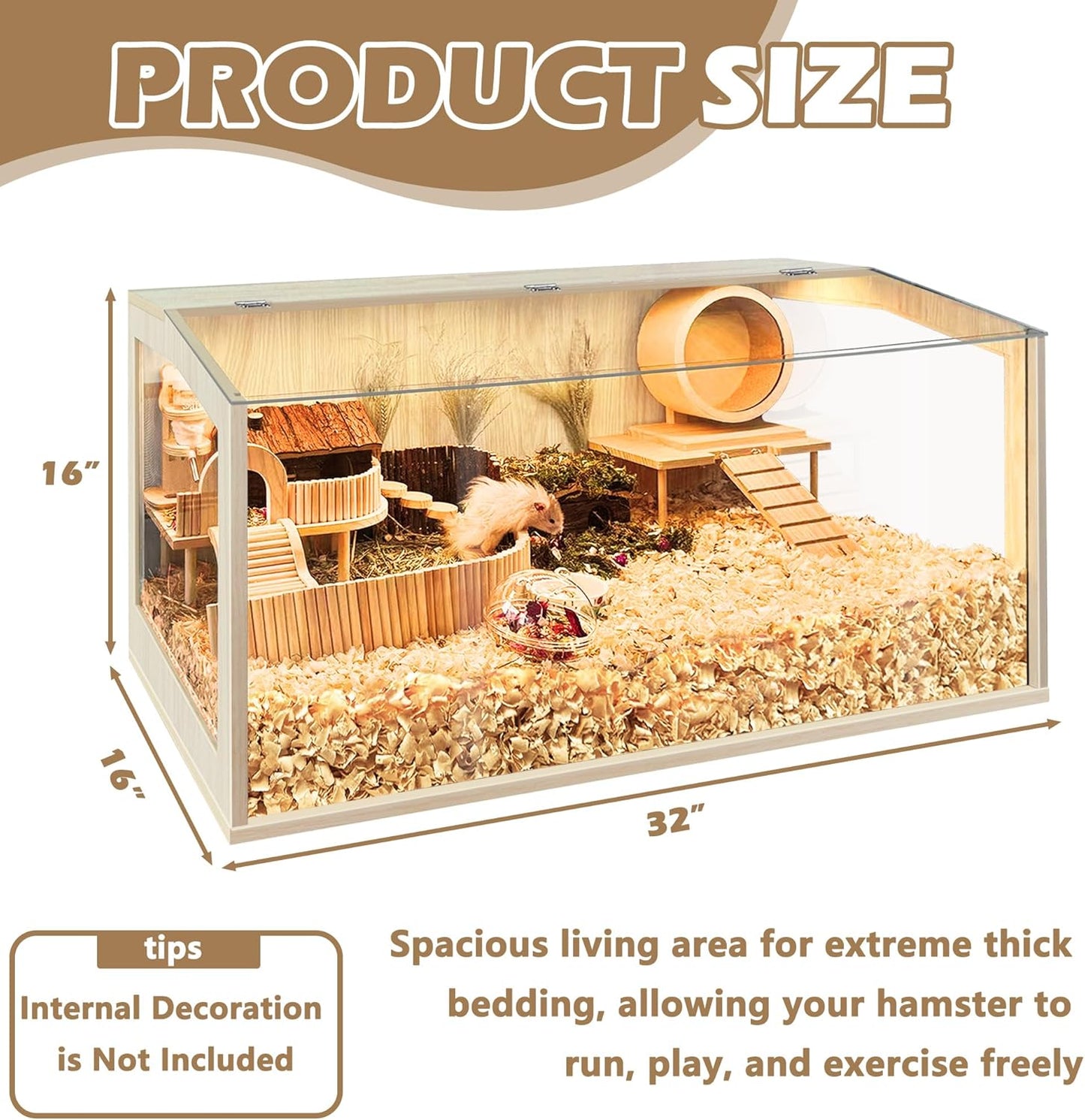 Prolee Hamster Cage Chewproof, Large Hamster Cages and Habitats 32 Inch Guinea Pig Cages Openable Top with Acrylic Sheets Solid Built, 32"
