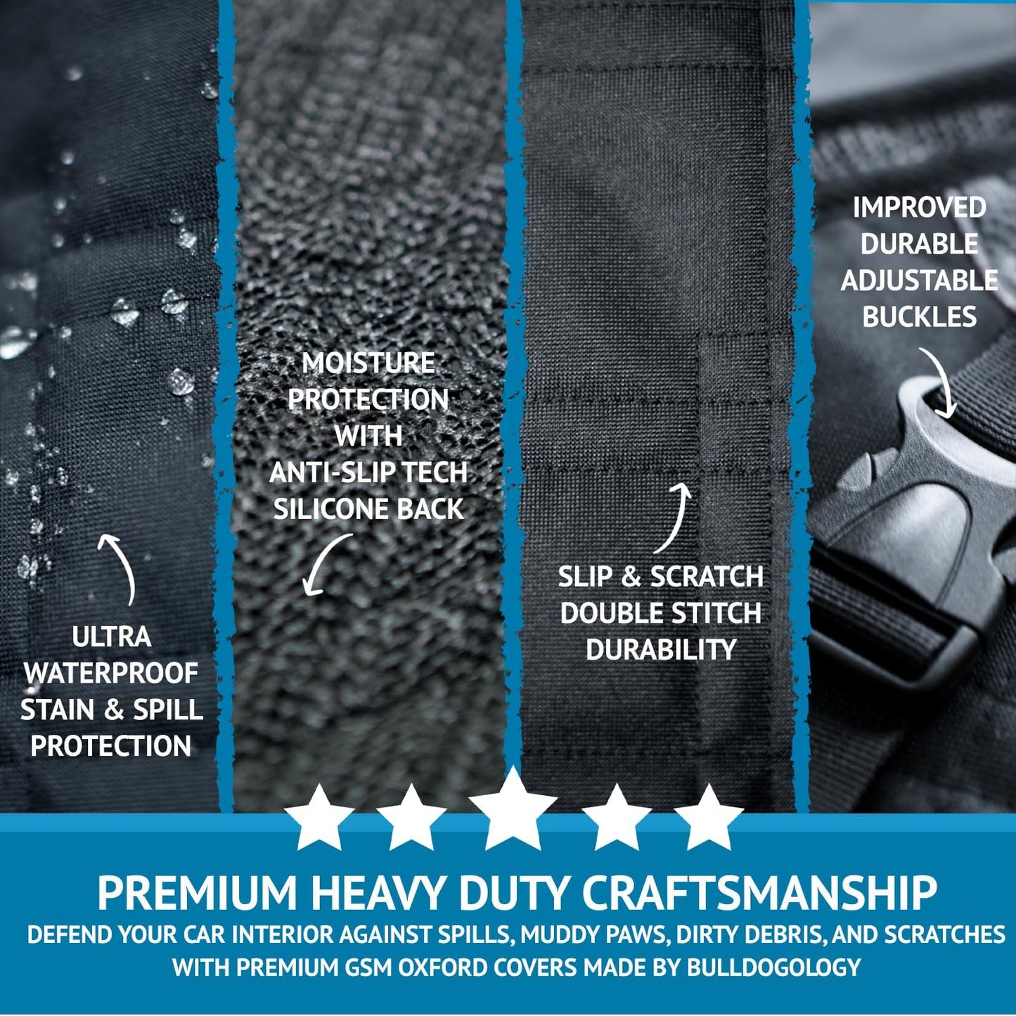 Bulldogology Cargo Liner for SUV - Heavy Duty Pet Trunk Liner Cargo Cover - Waterproof Cargo Cover for Dogs Hair, Muddy Paws - Protector Cargo Mats for Back of SUV (Large, Black)