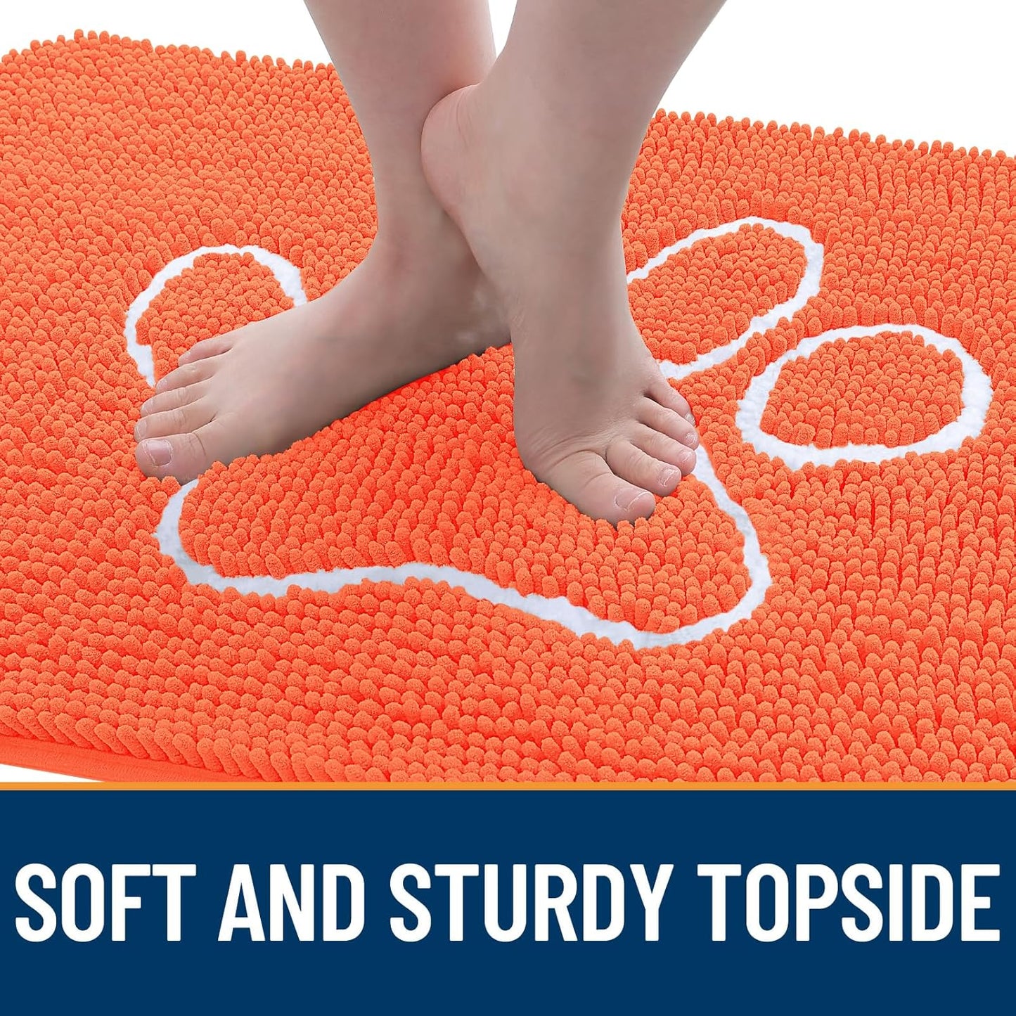 OLANLY Door Mat for Muddy Dog Paws 36x24, Ultra Absorbent Chenille Mud Doormat with Paw Print Design, Non-Slip Washable Doormat for Indoor Entryway, Quick-Dry Pet Bed Mats for Dirty Dogs, Coral