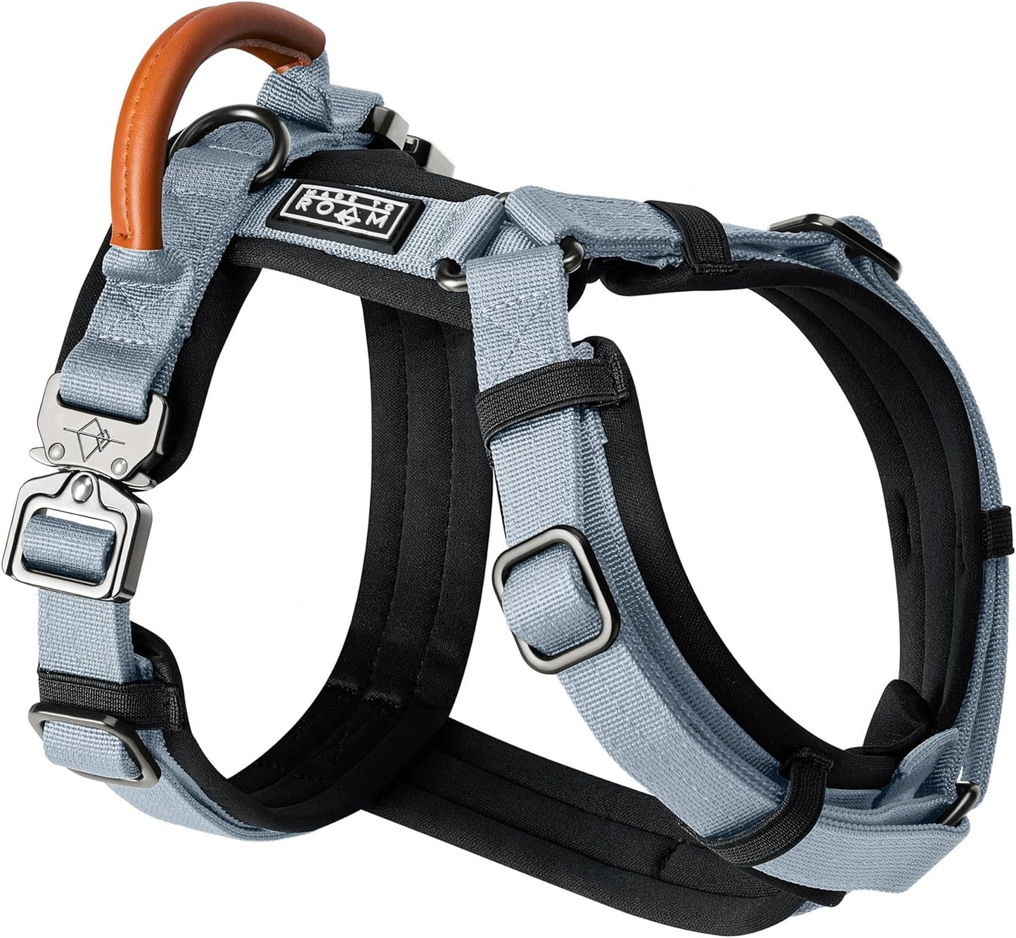 MADE TO ROAM Premium Explorer Harness - Y-Shaped Dog Harness with Adjustable Durable Nylon, Soft Padding, Metal Buckles and Leather Handle for Small, Medium, Large Dogs (Virginia Mountains, Size 7)