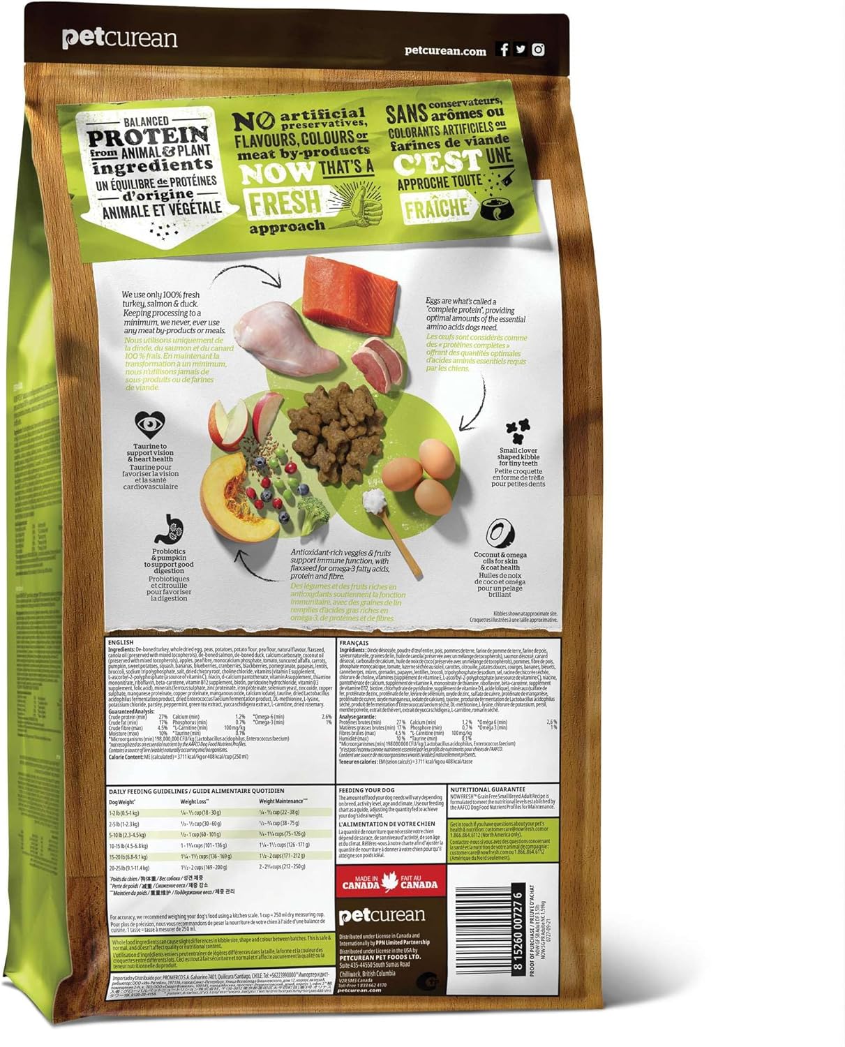 Now Fresh Grain-Free Small Breed Dry Dog Food with Turkey, Salmon & Duck, Healthy Kibble for Adults Made with Real Meat & Fish, Chicken-Free Recipe, Pumpkin & Probiotics for Good Digestion, 22 lb Bag