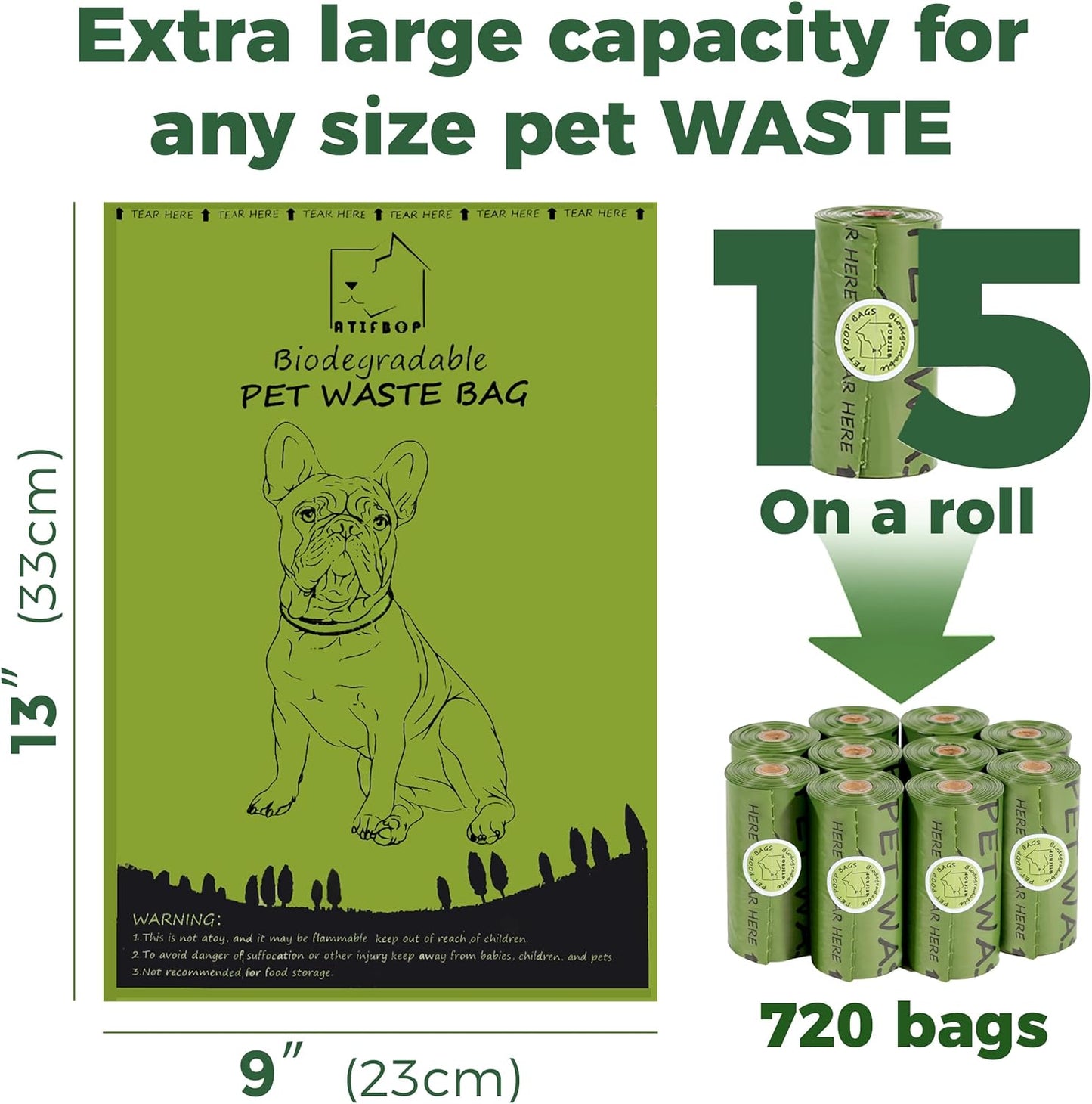 Biodegradable Dog Poop Bags 720 Count 48 Rolls, Leak Proof and Thicken Pet Poop Bag (Scented)