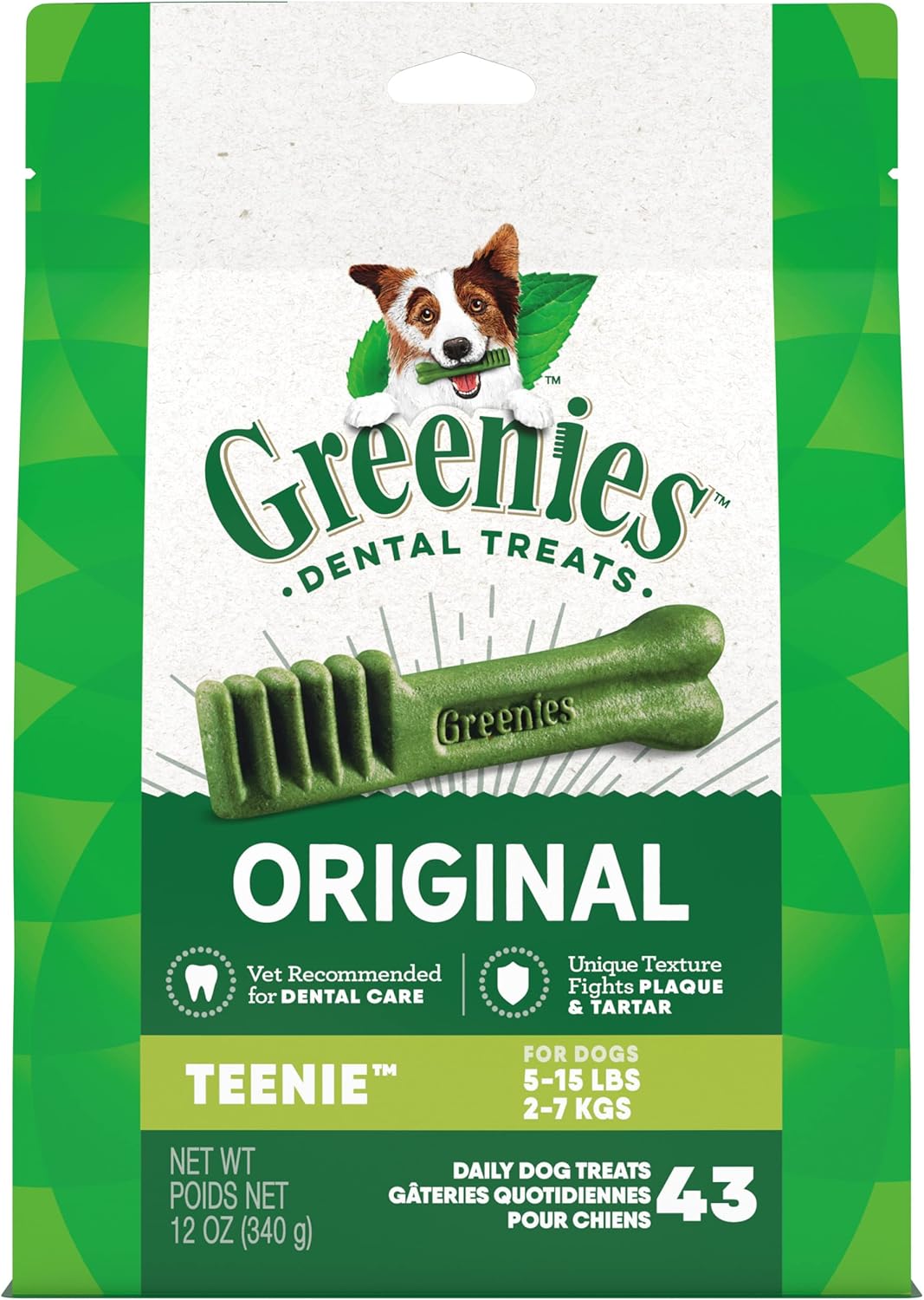 Greenies Original Teenie Dental Dog Treats, 12 oz. Pack (43 Treats)